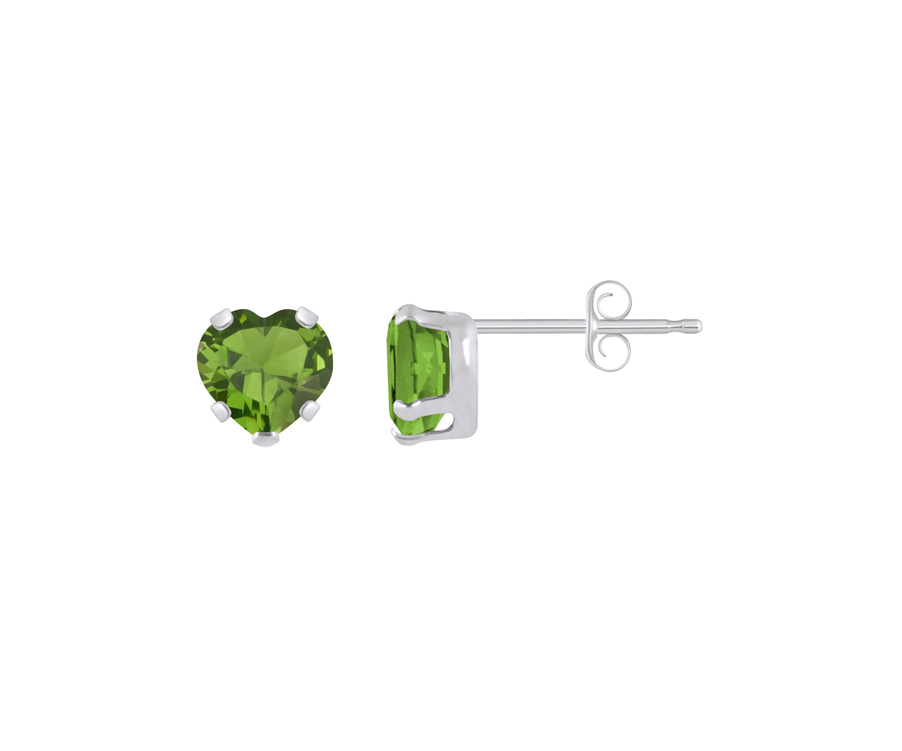 10K Yellow Gold 5mm Heart Shape Peridot Stud Earrings