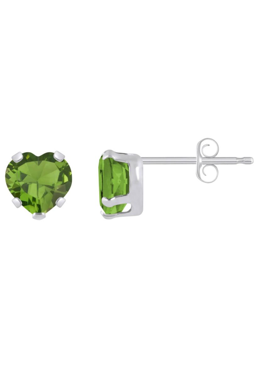 10K Yellow Gold 5mm Heart Shape Peridot Stud Earrings