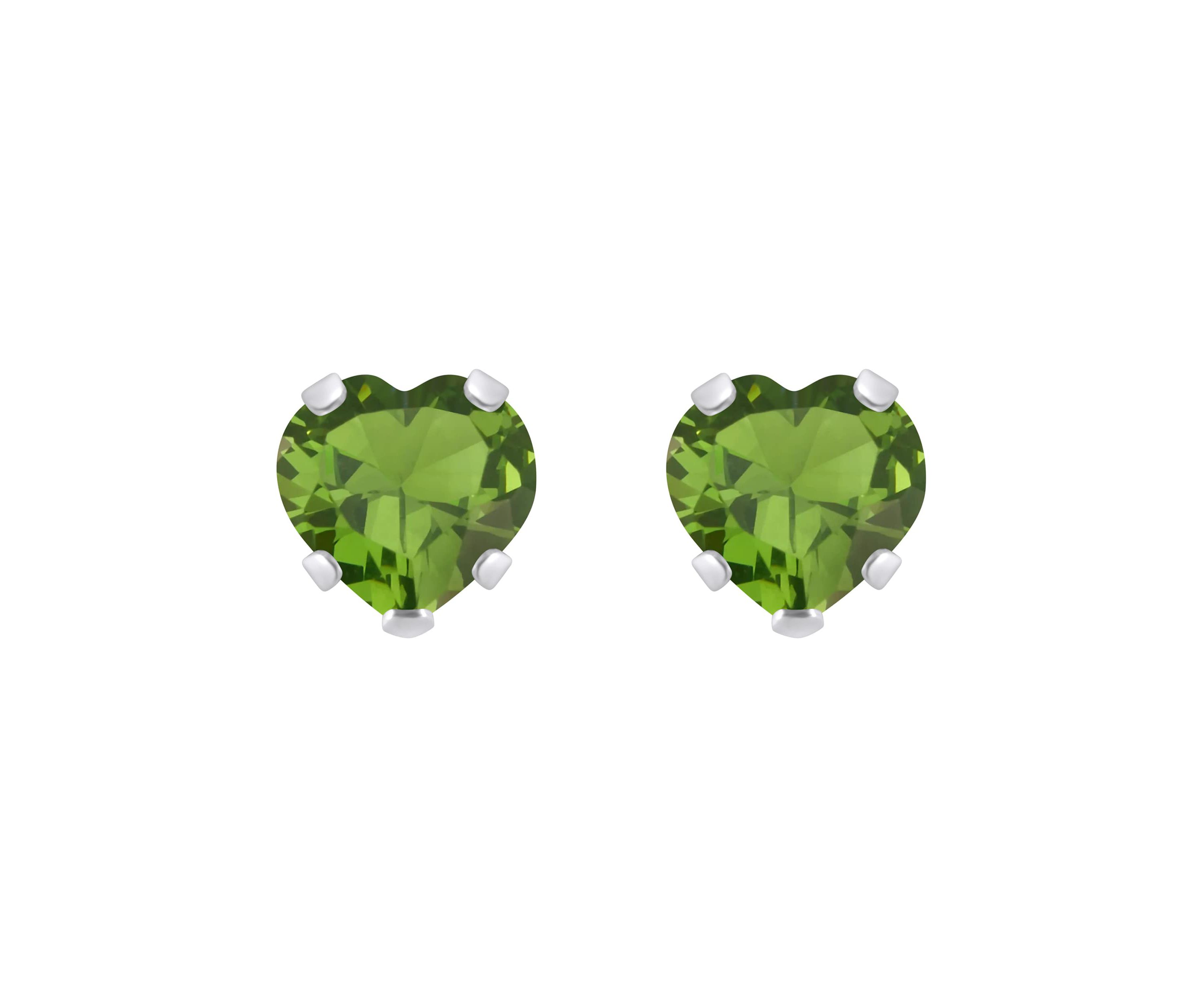 10K Yellow Gold 5mm Heart Shape Peridot Stud Earrings
