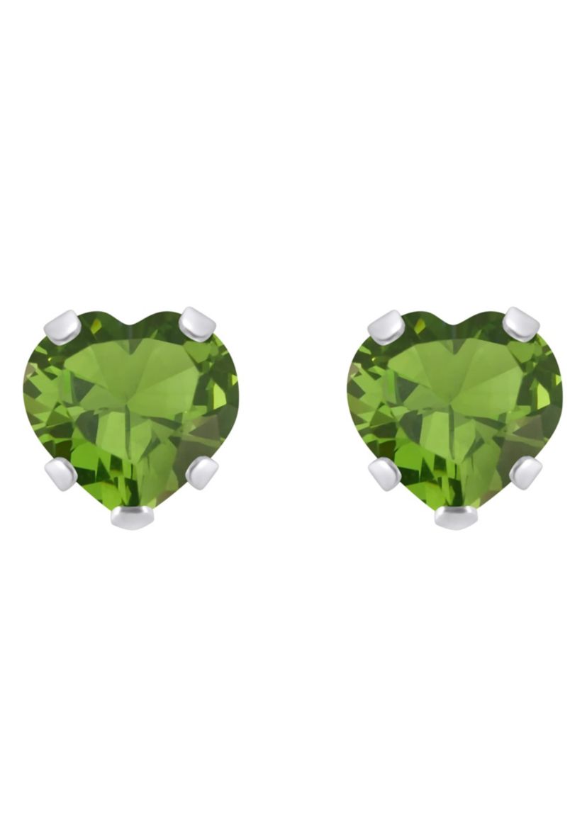 10K Yellow Gold 5mm Heart Shape Peridot Stud Earrings