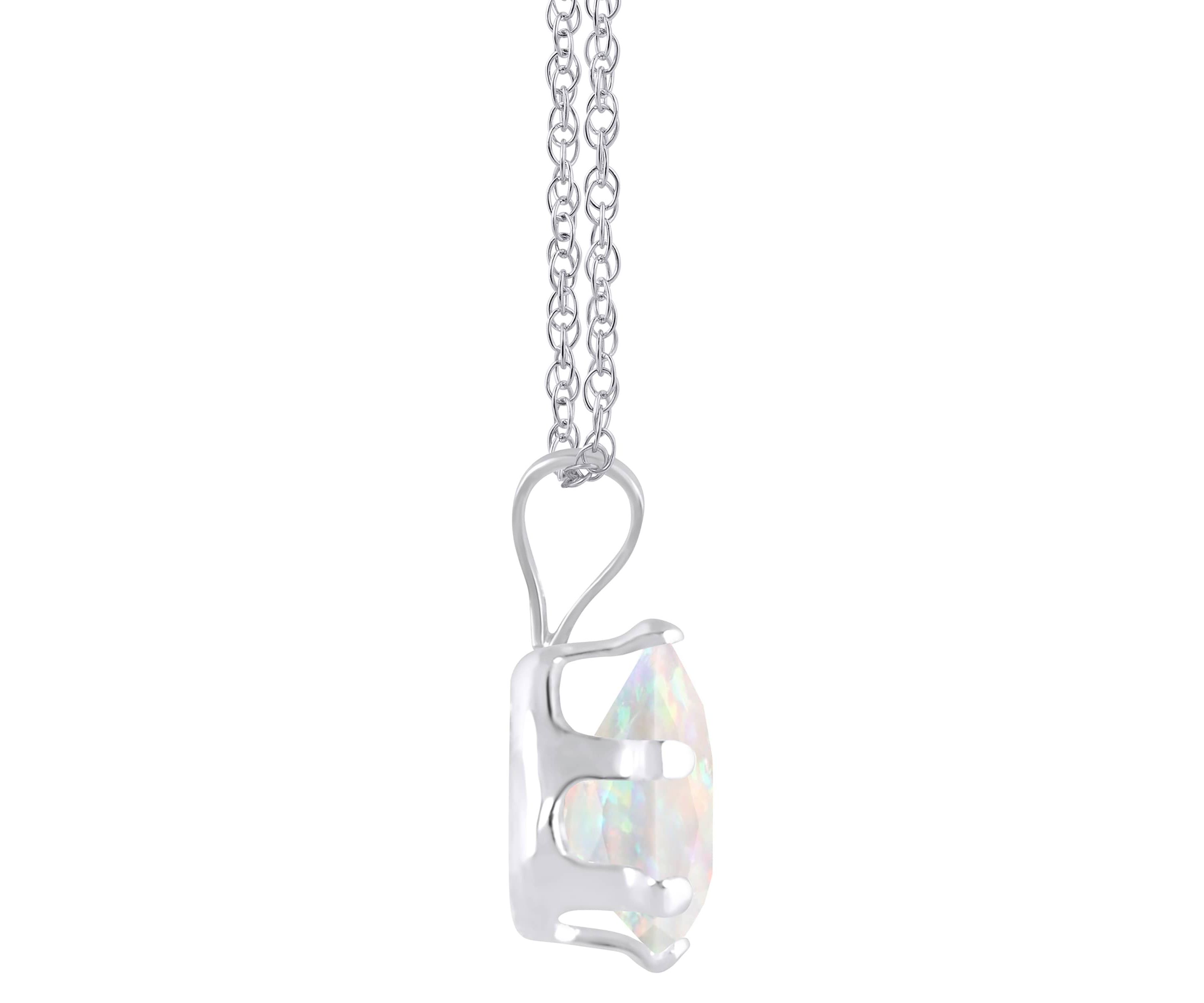 Lab Created 10K Yellow Gold 7x5mm Pear Shape Created Opal Pendant Necklace