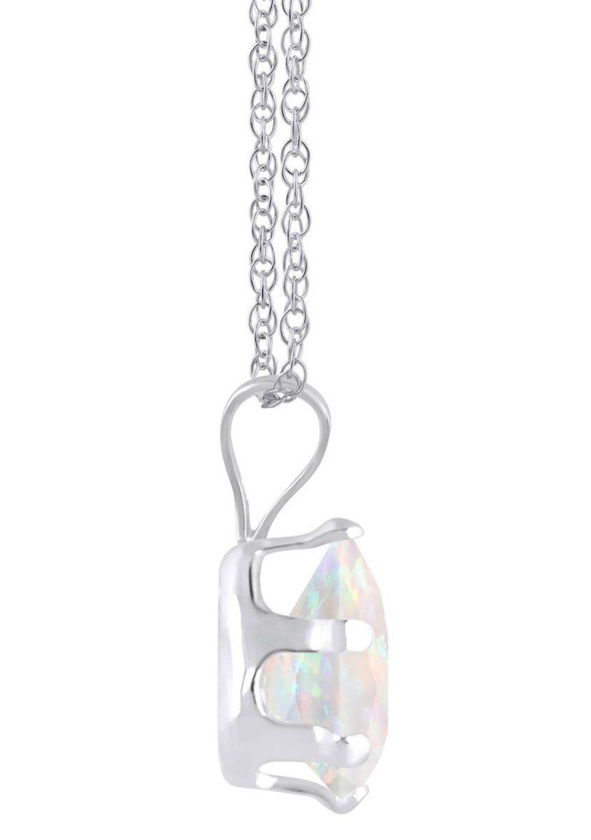 Lab Created 10K Yellow Gold 7x5mm Pear Shape Created Opal Pendant Necklace