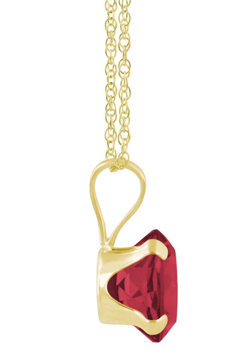 Lab Created 10K Yellow Gold 6mm Round Created Ruby Pendant Necklace