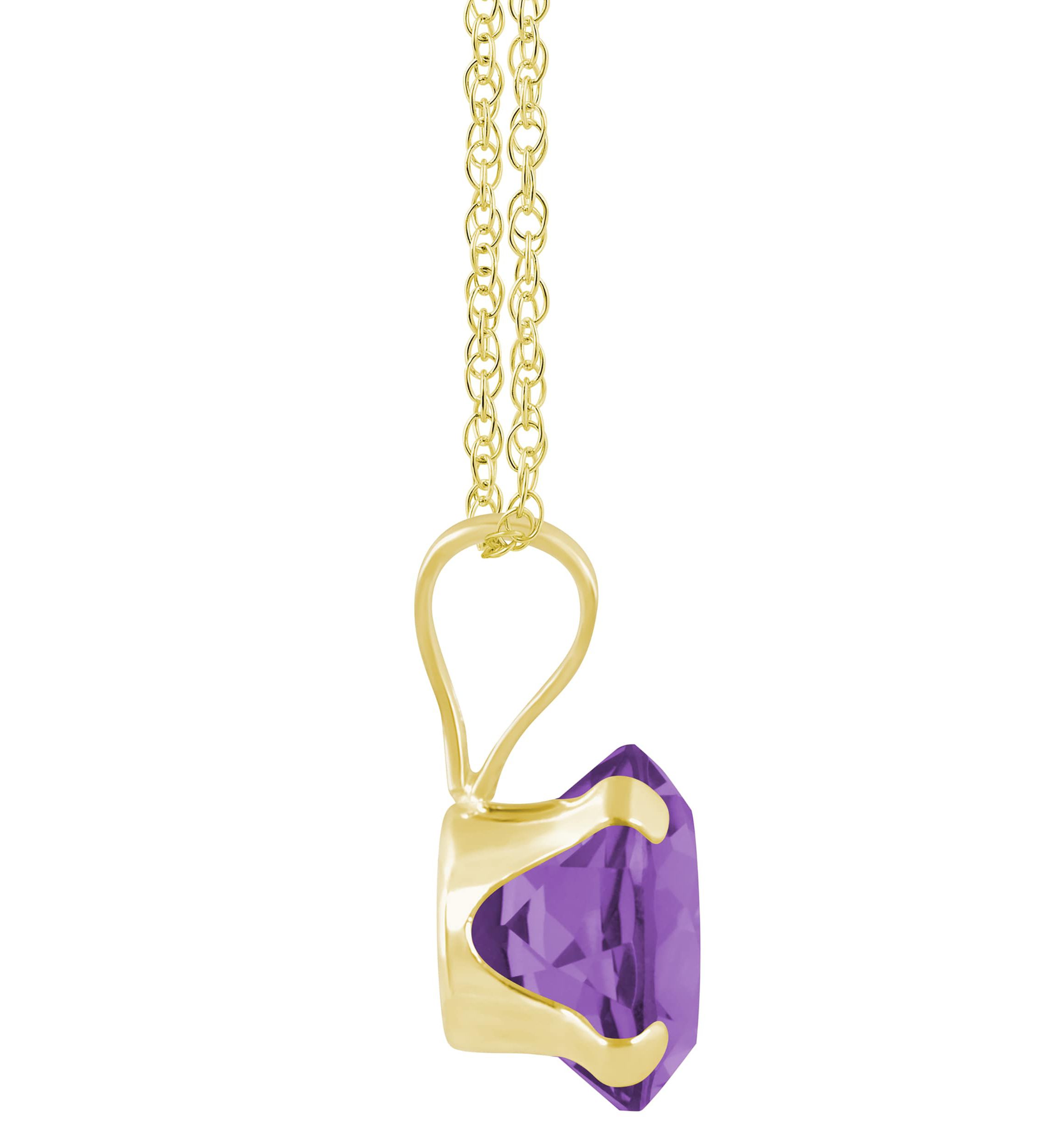 10K White Gold 6mm Round Amethyst Pendant Necklace