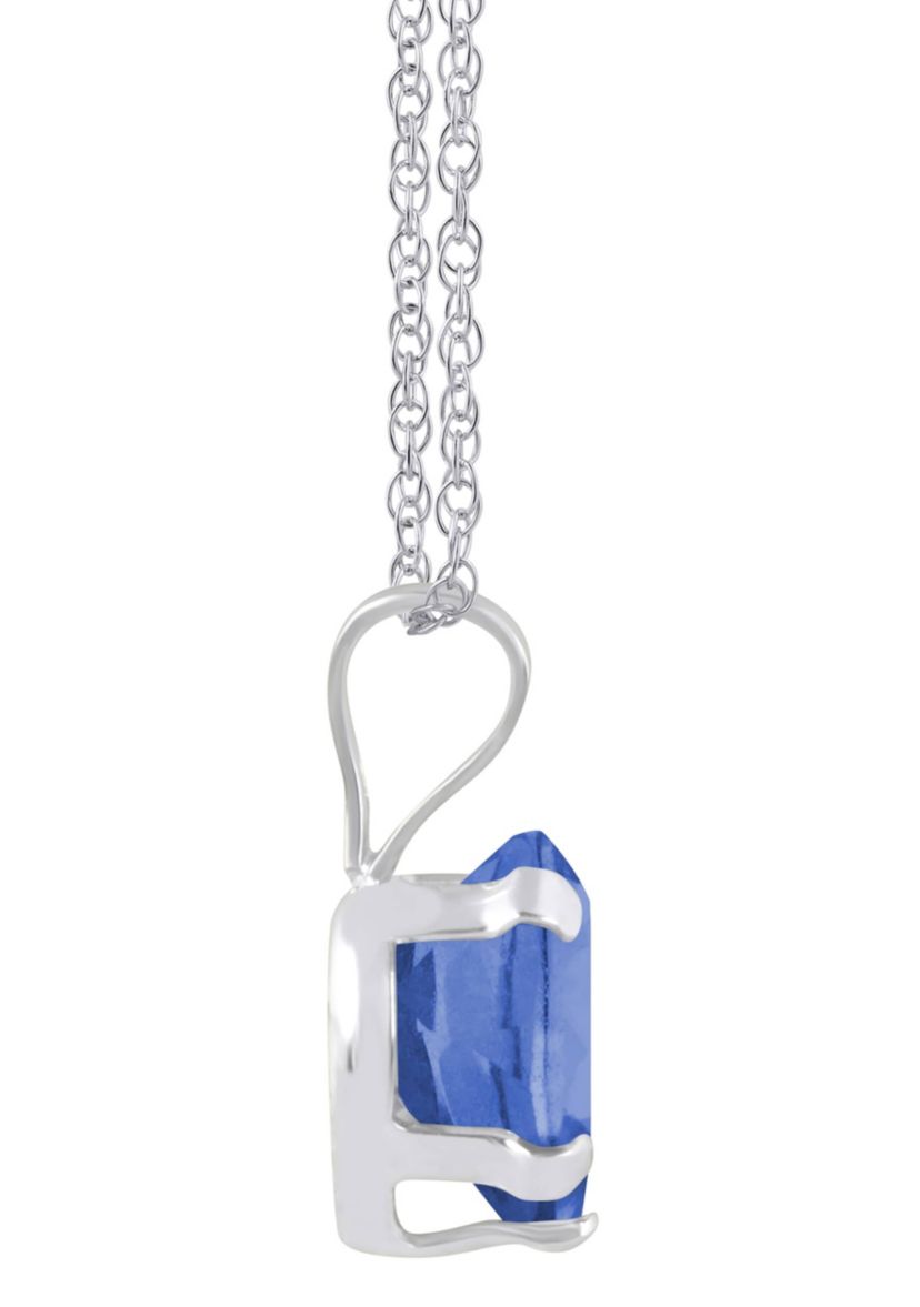 Lab Created 10K Yellow Gold 6mm Heart Shape Created Sapphire Pendant Necklace