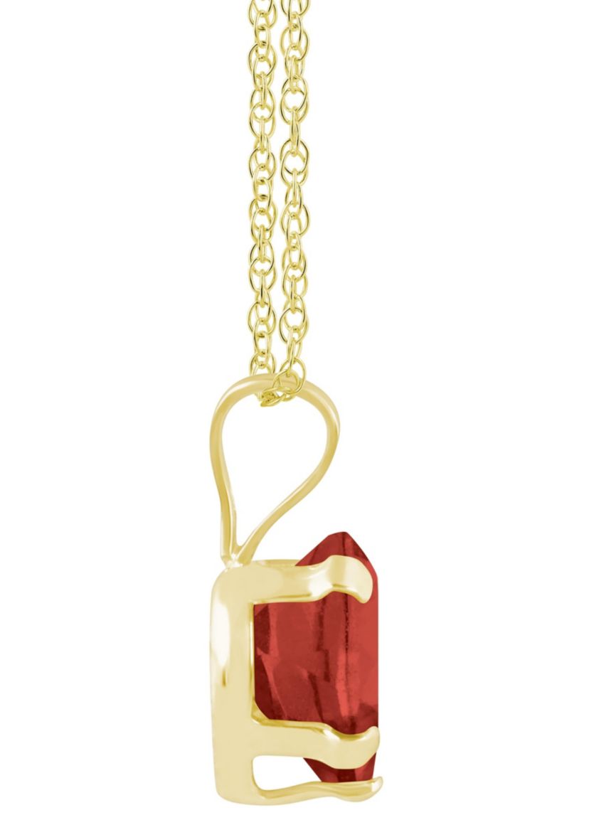 10K Yellow Gold 6mm Heart Shape Garnet Pendant Necklace