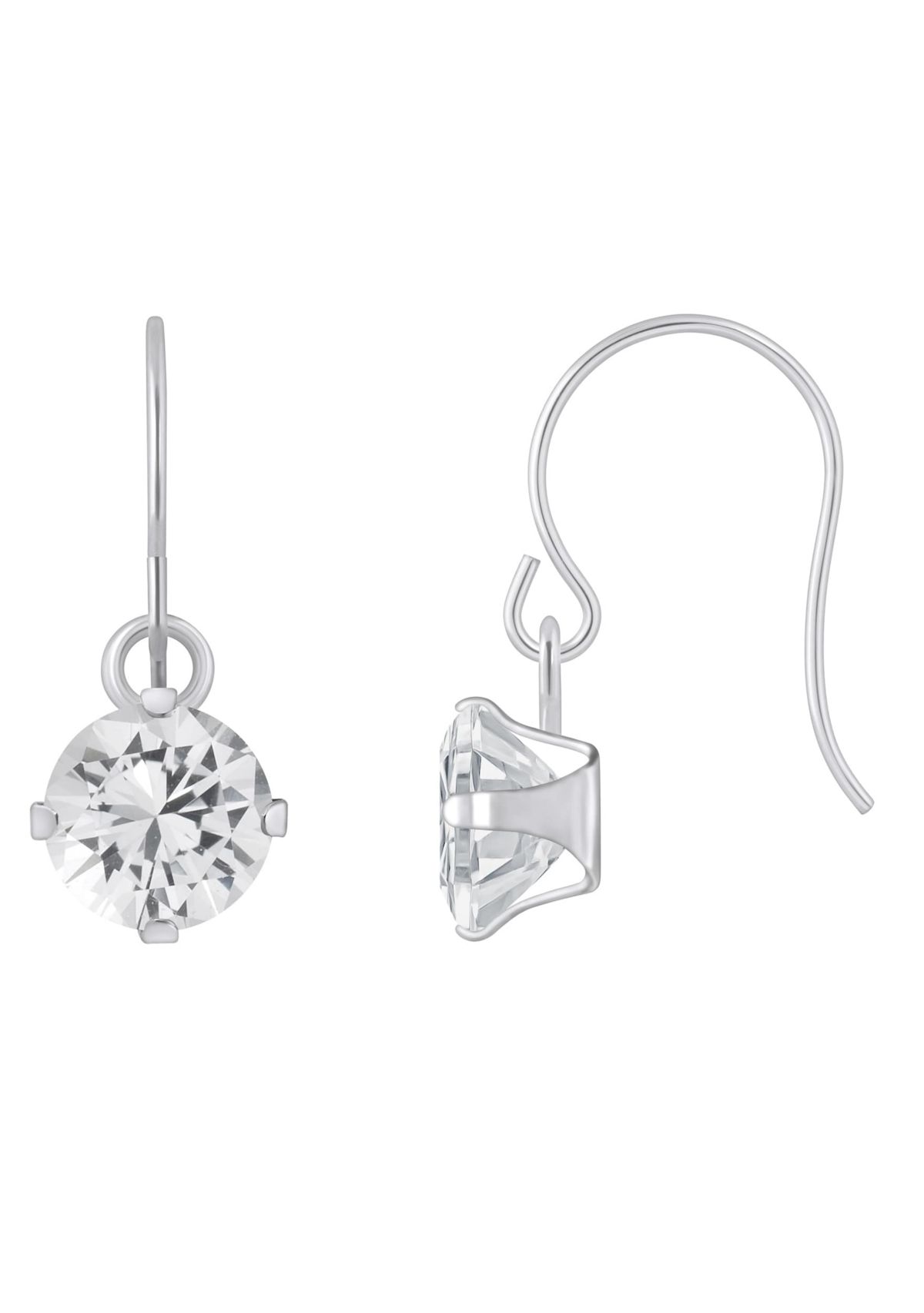 10K Yellow Gold 5mm Round White Topaz Drop Earrings