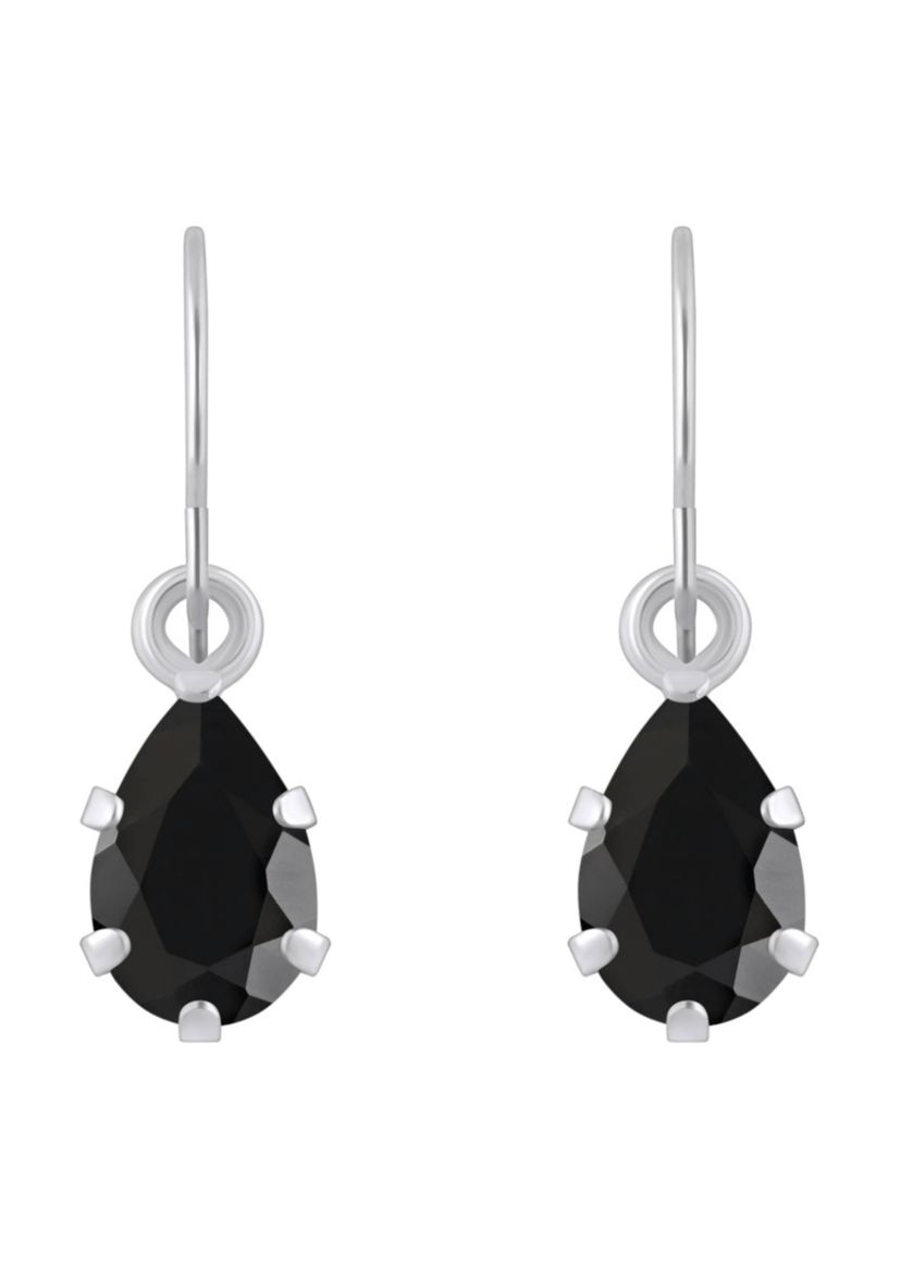 10K Yellow Gold 6x4mm Pear Shape Black Onyx Drop Earrings