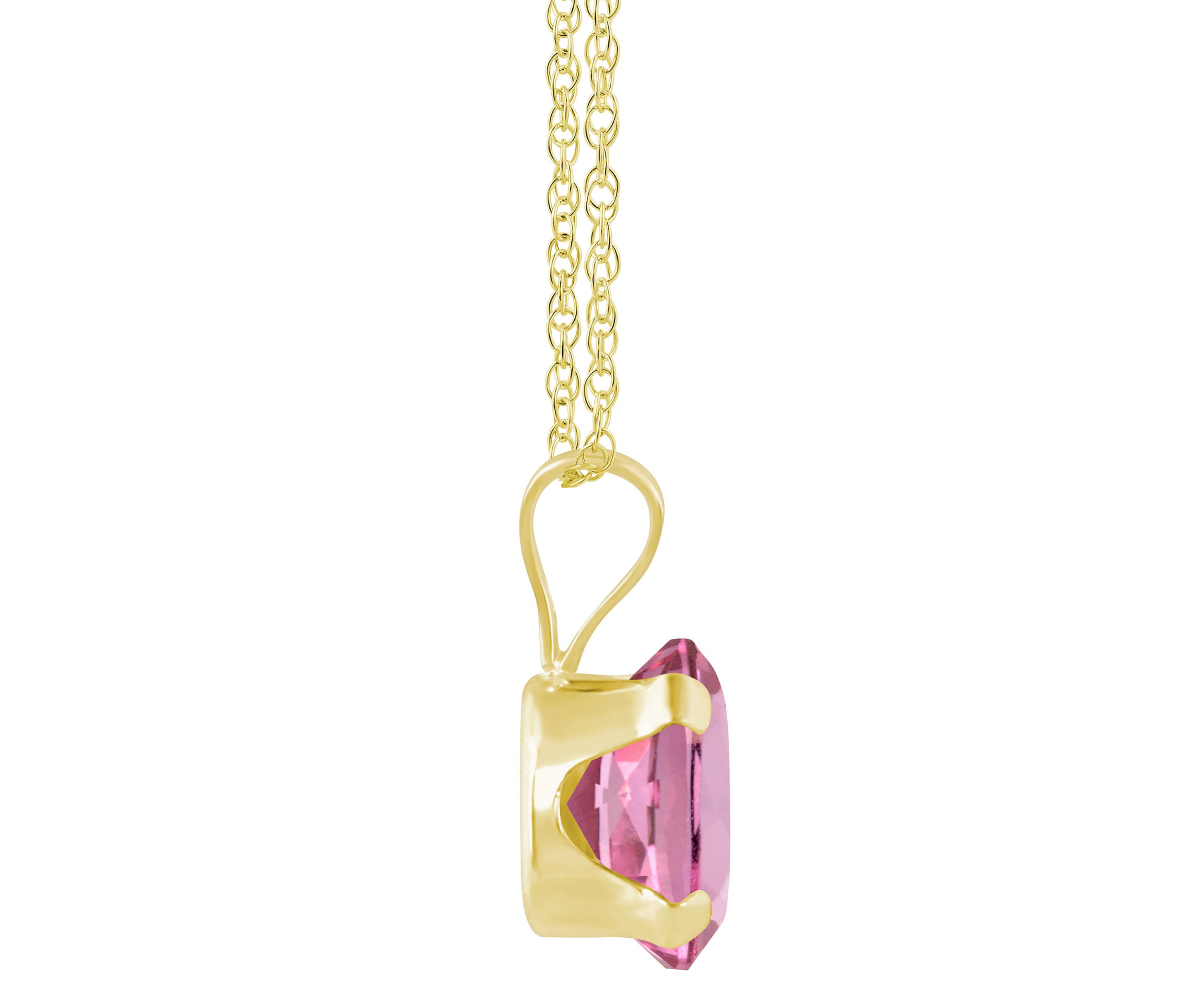 10K White Gold 7x5mm Oval Pink Topaz Pendant Necklace