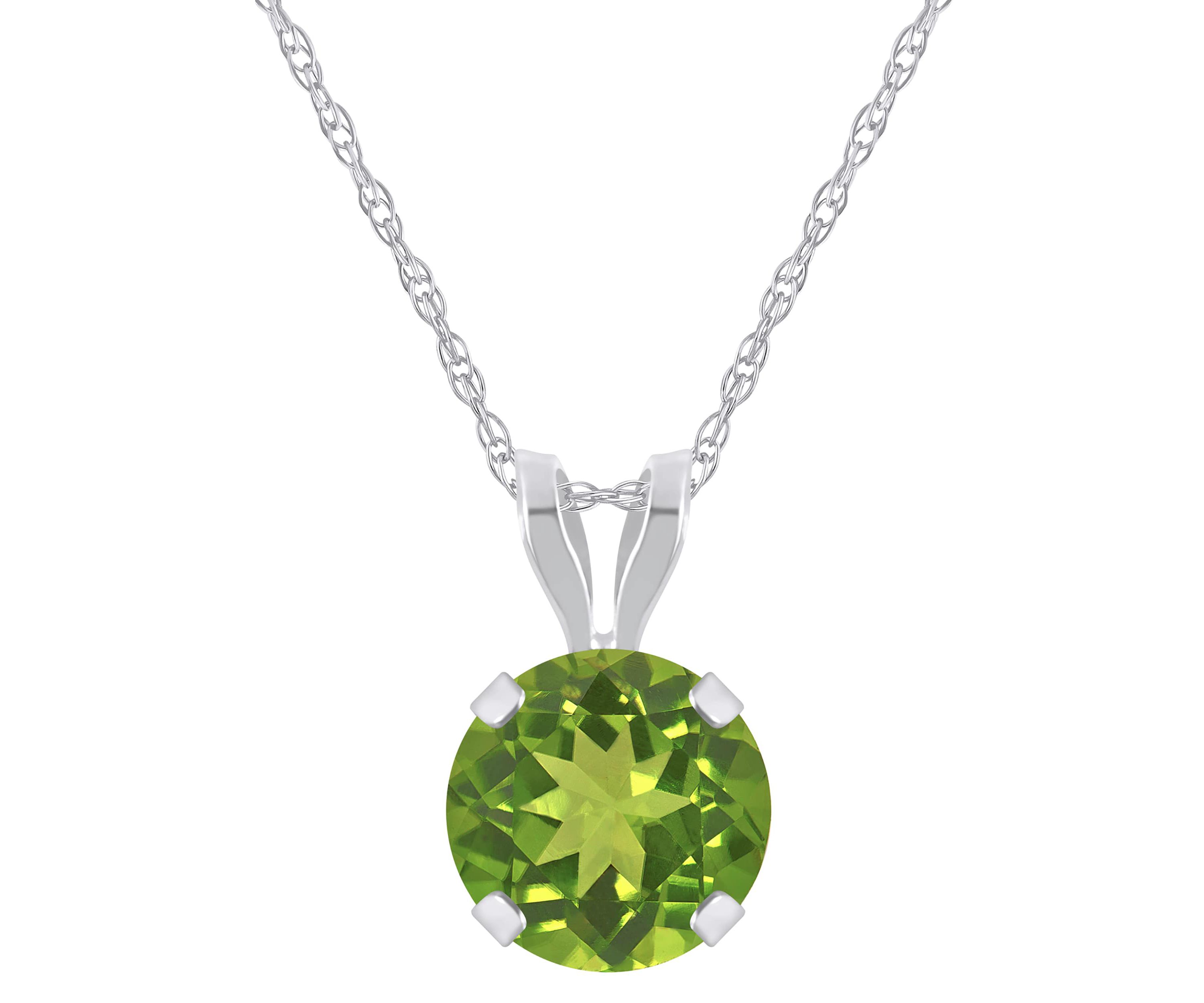 10K Yellow Gold 6mm Round Peridot Pendant Necklace