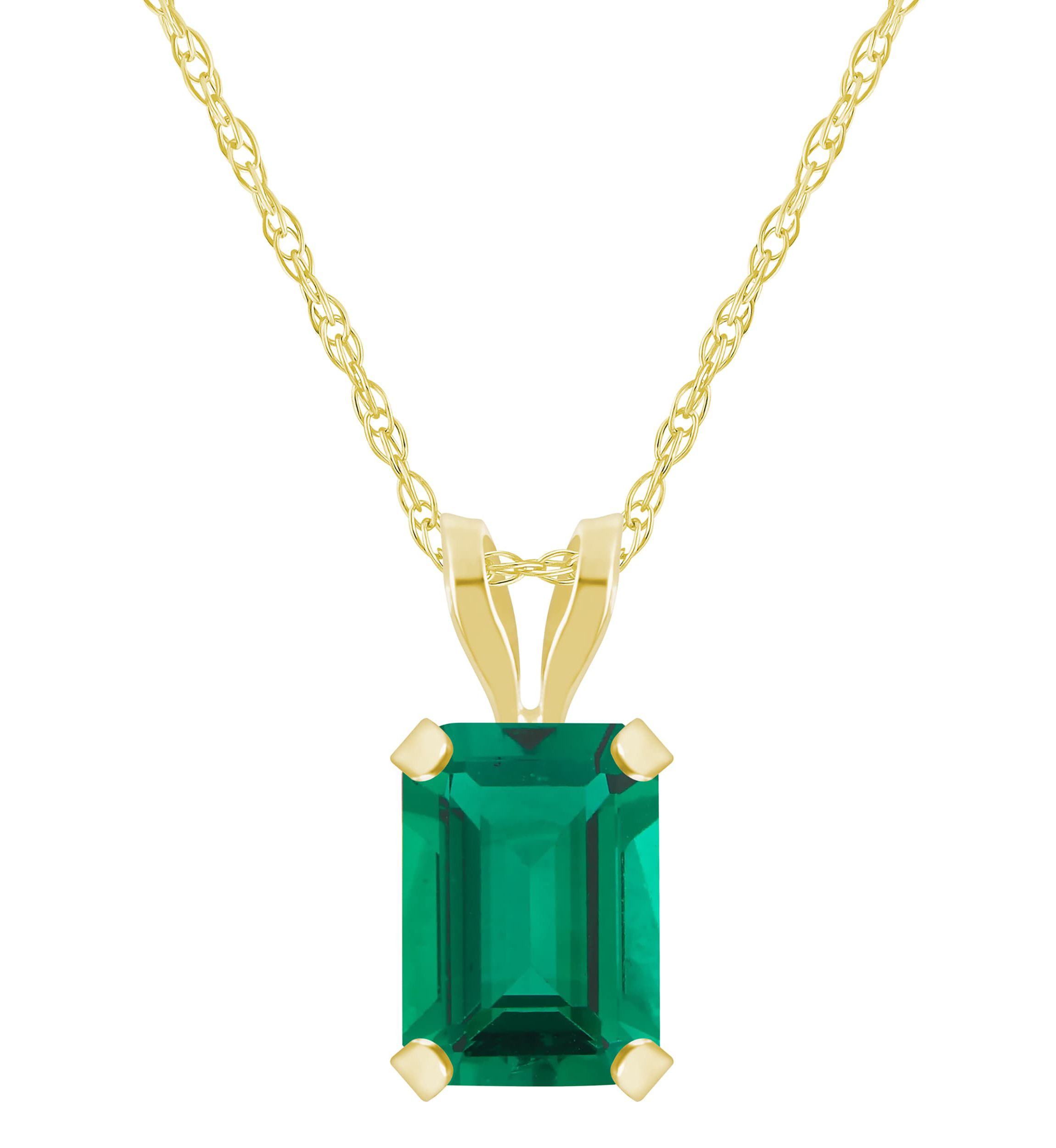 Lab Created 10K Yellow Gold 6x4mm Pear Shape Created Emerald Drop Earrings