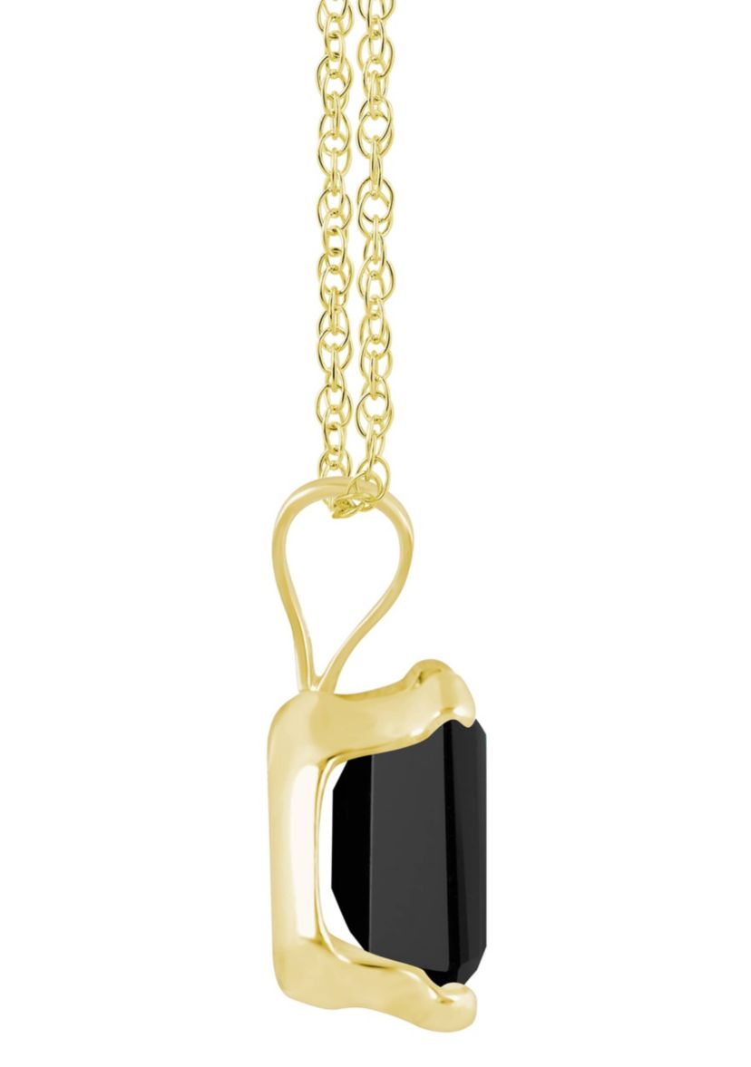 10K White Gold 7x5mm Emerald Cut Black Onyx Pendant Necklace