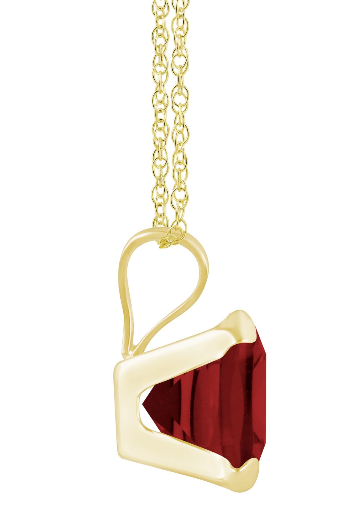 10K White Gold 6mm Cushion Garnet Pendant Necklace