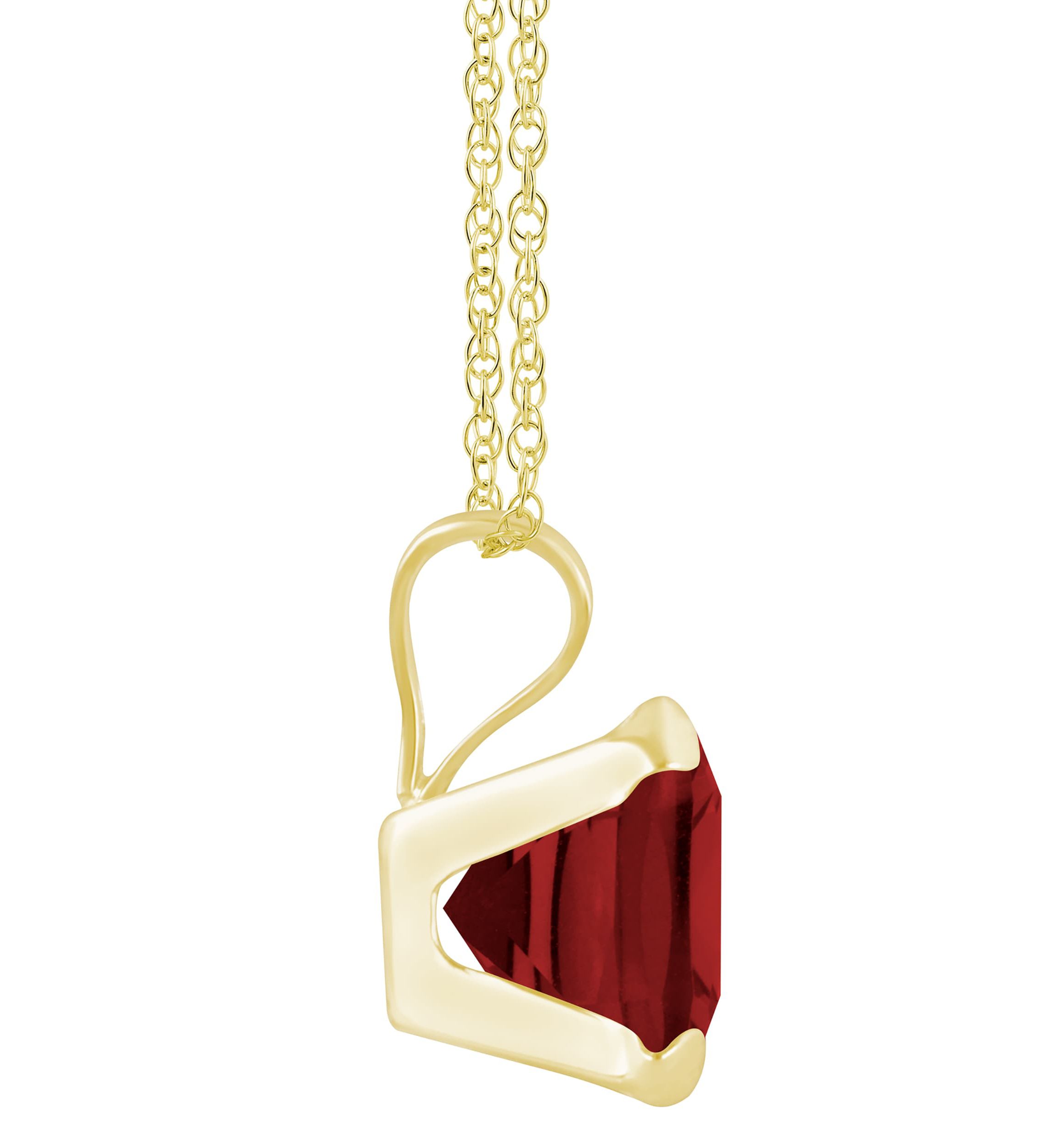 10K White Gold 6mm Cushion Garnet Pendant Necklace
