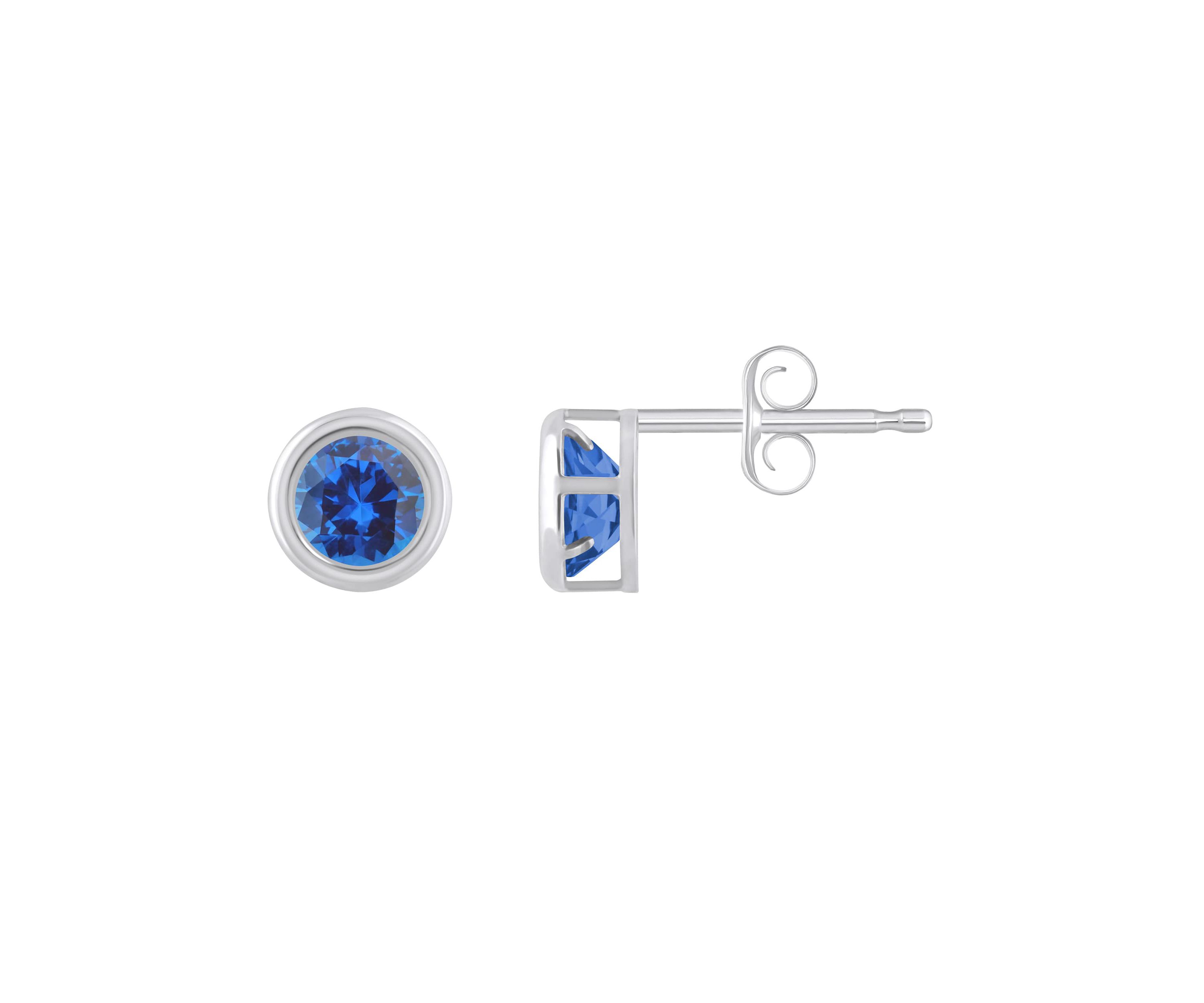 Lab Created 10K Yellow Gold 5mm Round Created Sapphire Stud Earrings