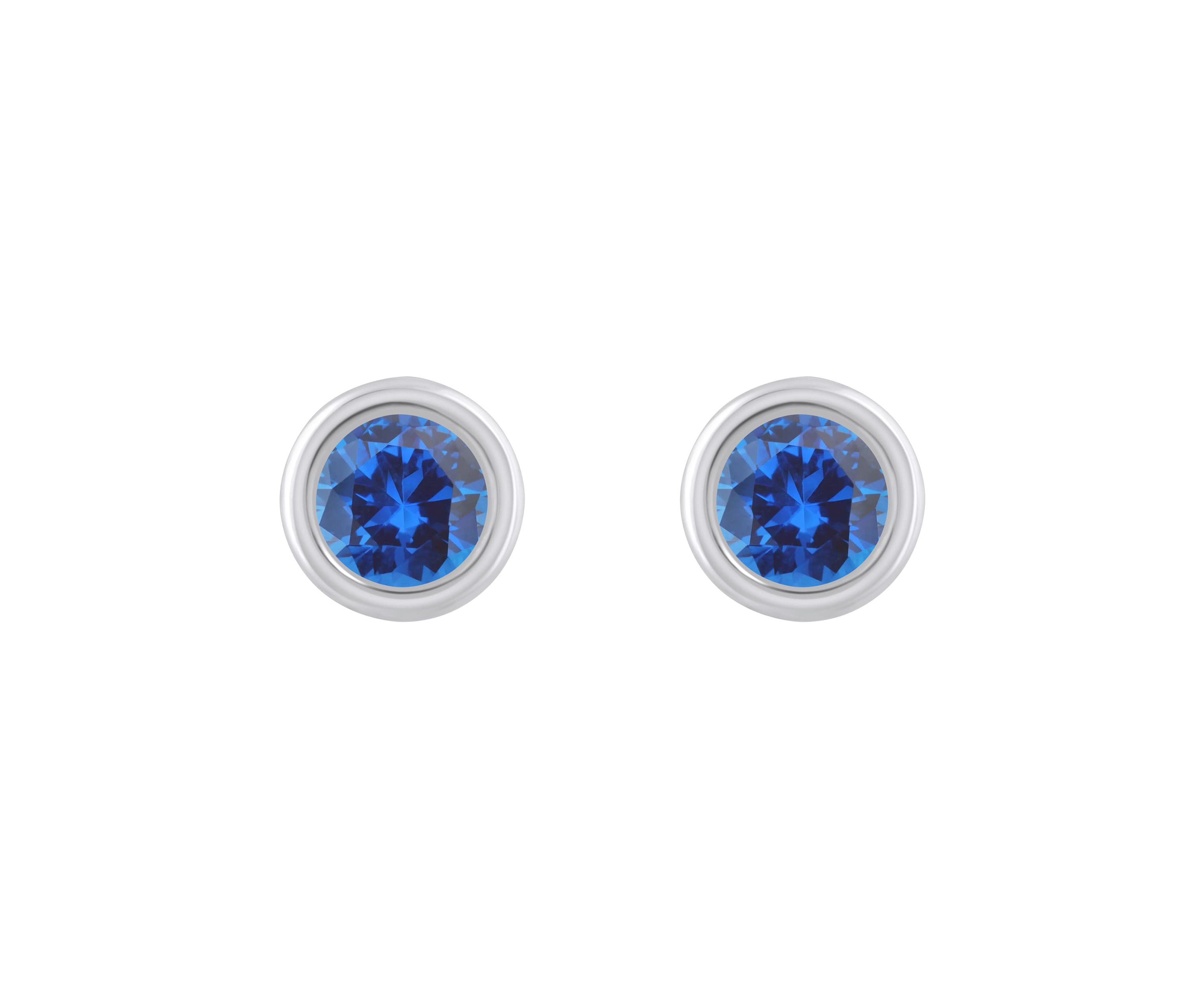 Lab Created 10K Yellow Gold 5mm Round Created Sapphire Stud Earrings