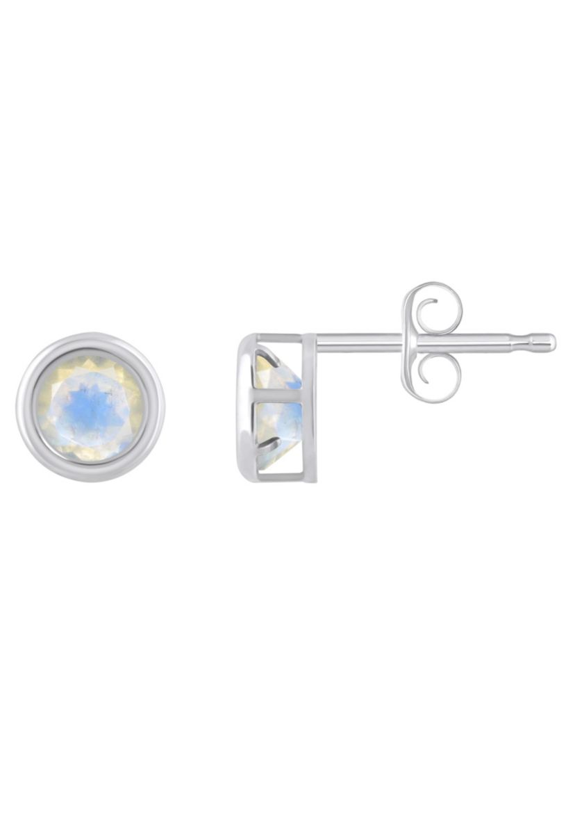 10K Yellow Gold 5mm Round Moonstone Stud Earrings