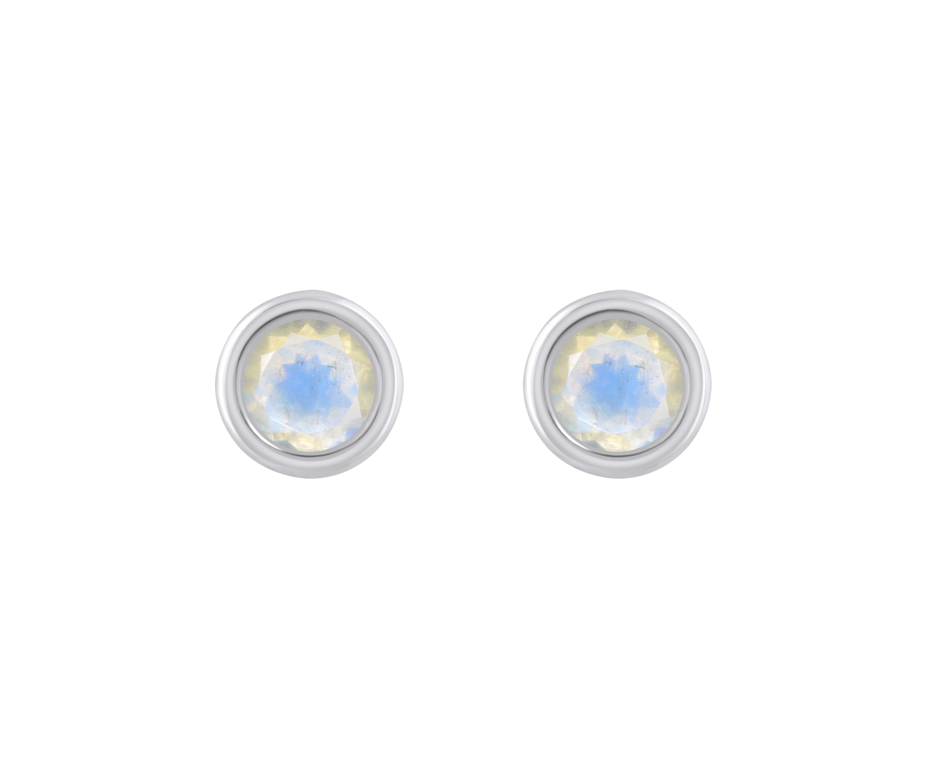 10K Yellow Gold 5mm Round Moonstone Stud Earrings