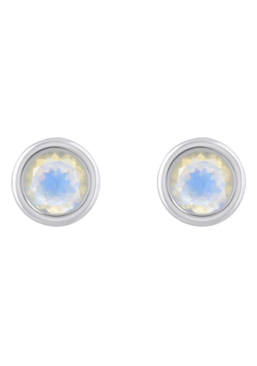 10K Yellow Gold 5mm Round Moonstone Stud Earrings