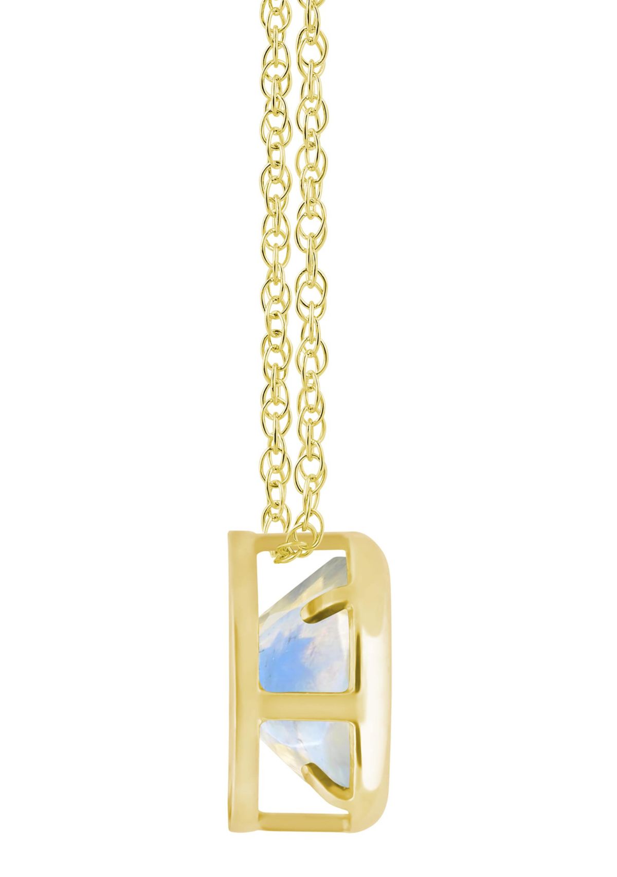 10K Yellow Gold 5mm Round Moonstone Pendant Necklace