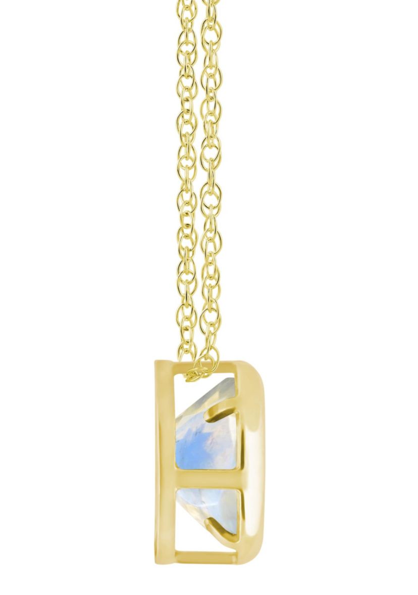 10K Yellow Gold 5mm Round Moonstone Pendant Necklace