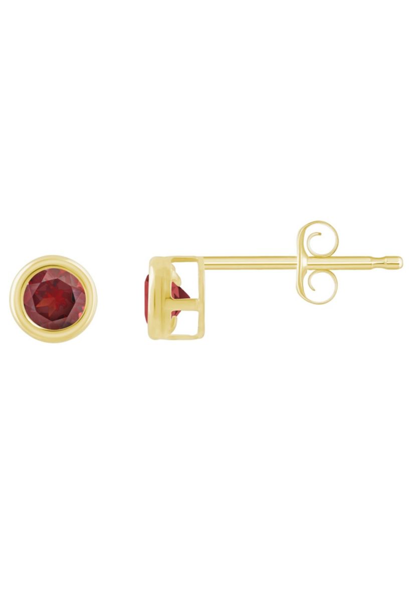 10K Yellow Gold 3mm Round Garnet Stud Earrings