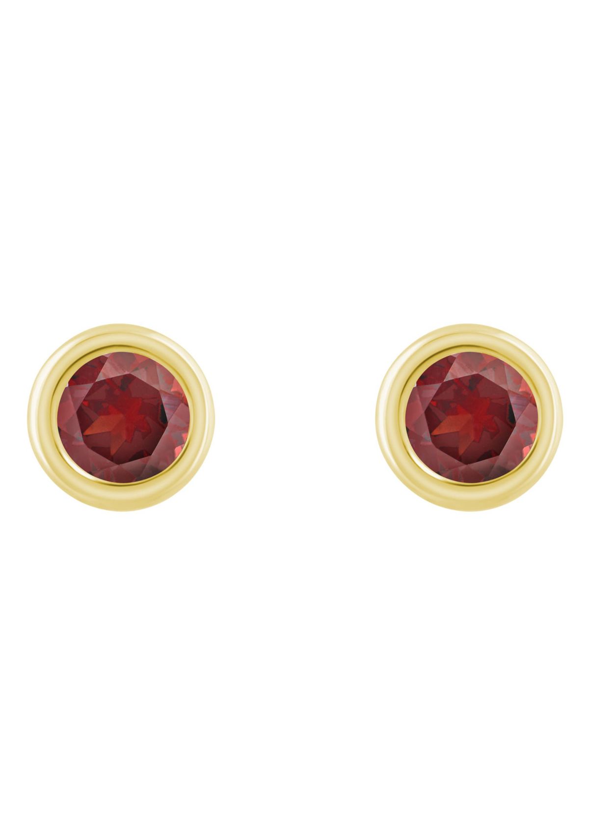 10K Yellow Gold 3mm Round Garnet Stud Earrings