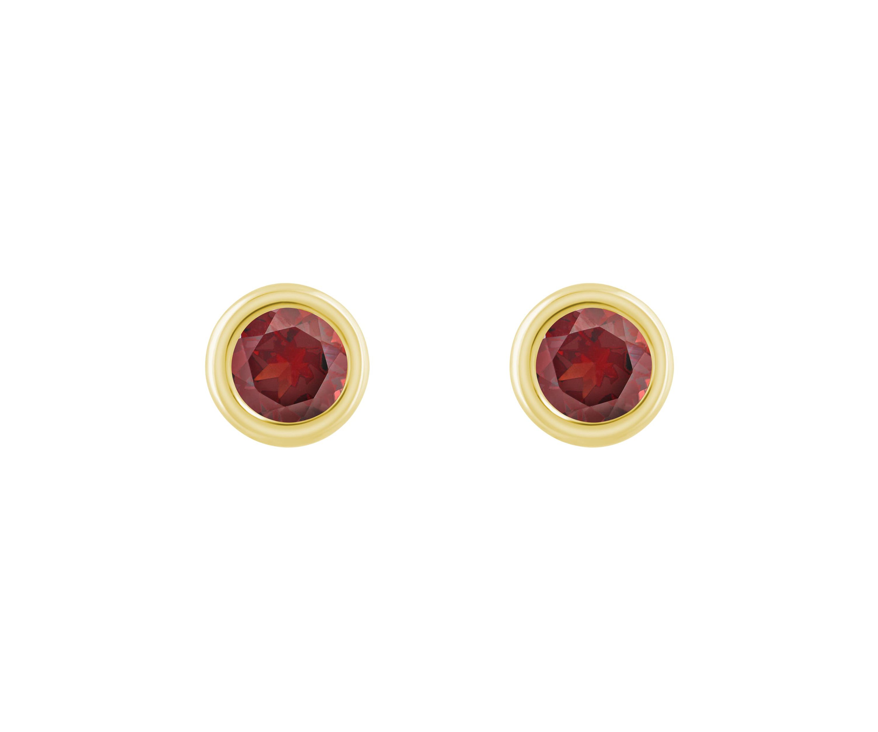 10K Yellow Gold 3mm Round Garnet Stud Earrings