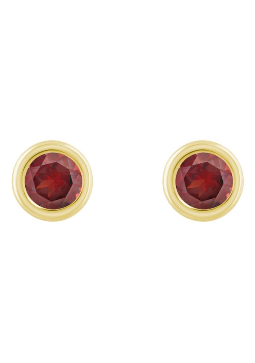 10K Yellow Gold 3mm Round Garnet Stud Earrings