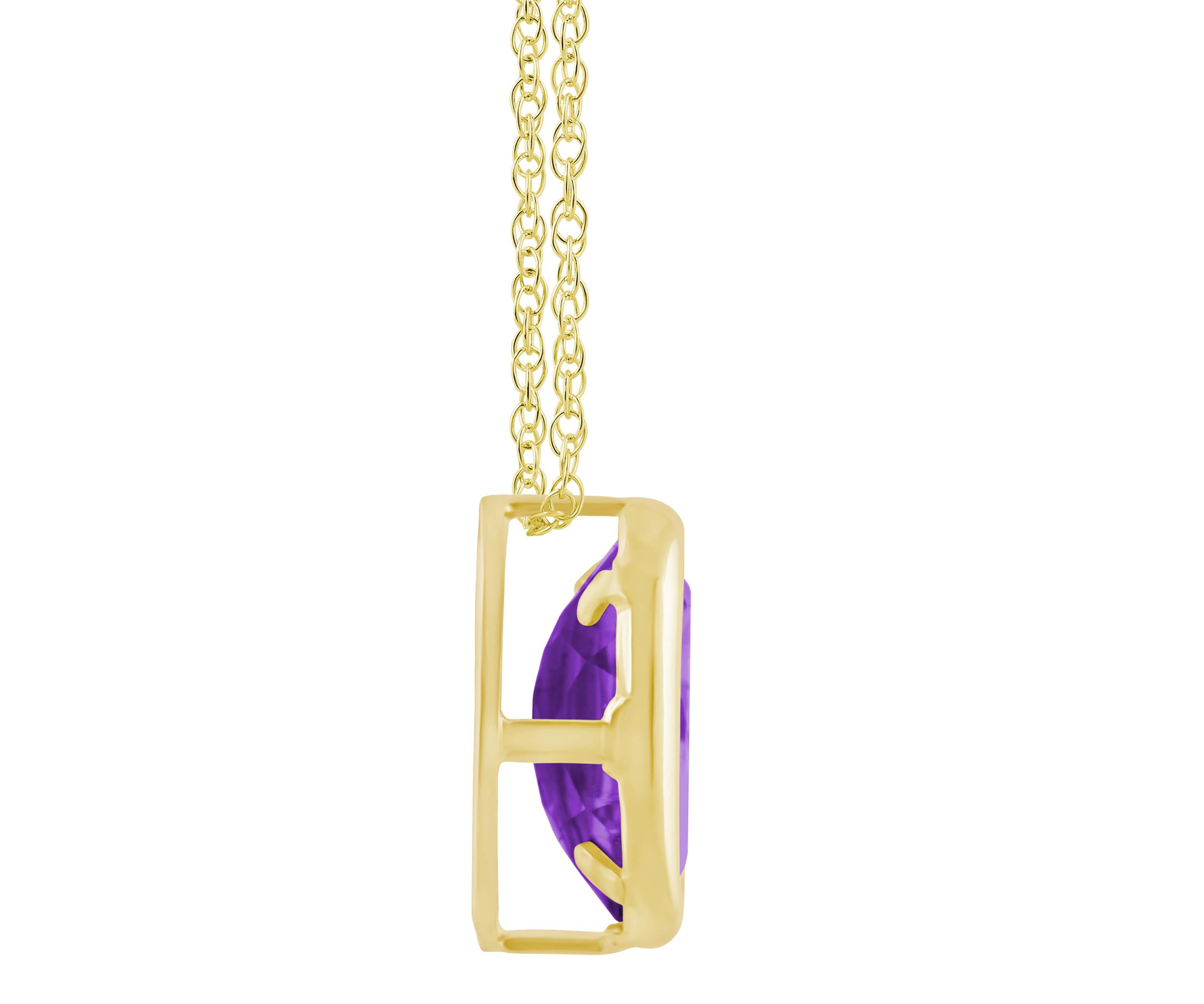 10K Yellow Gold 6x4mm Oval Amethyst Pendant Necklace