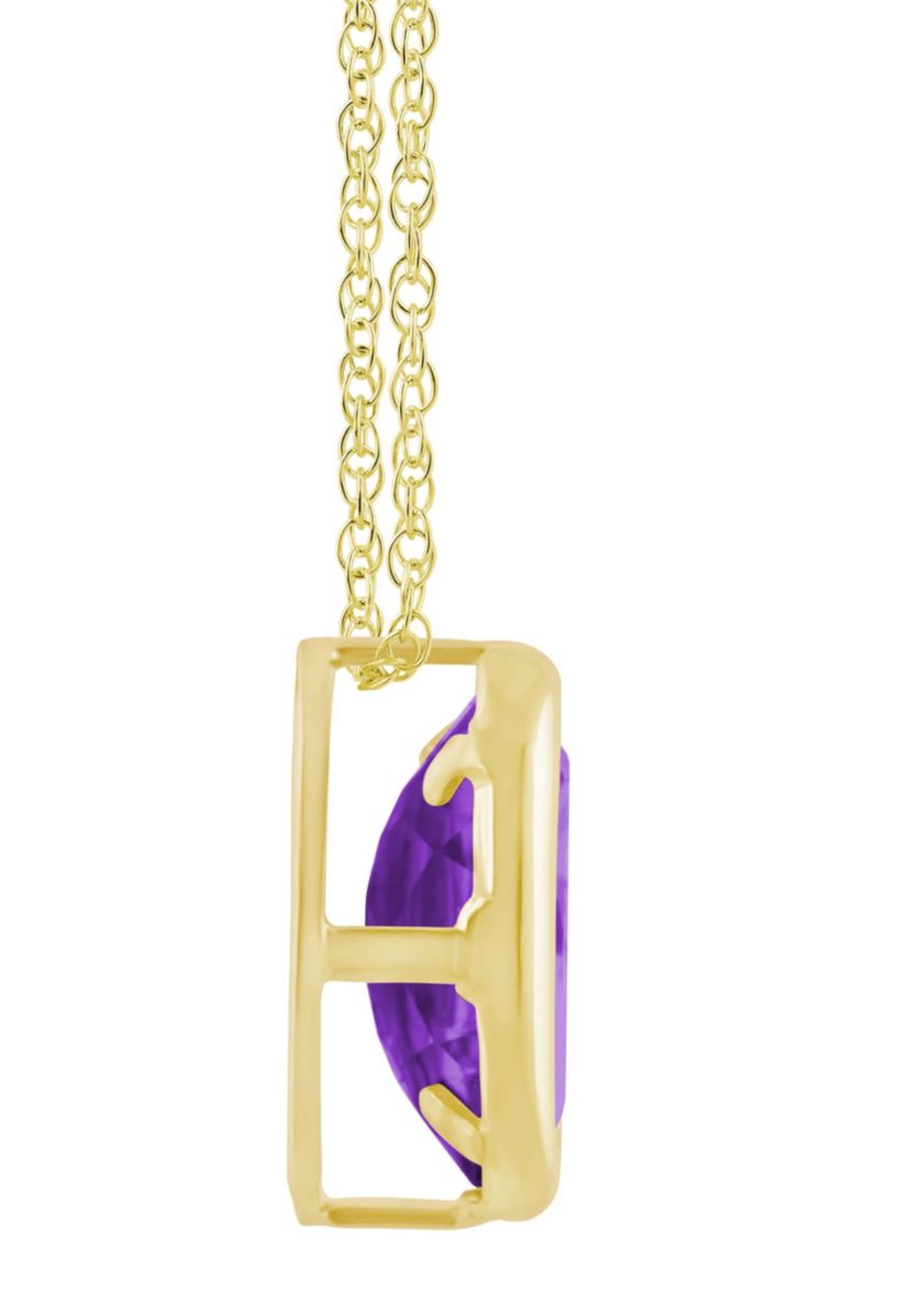 10K Yellow Gold 6x4mm Oval Amethyst Pendant Necklace
