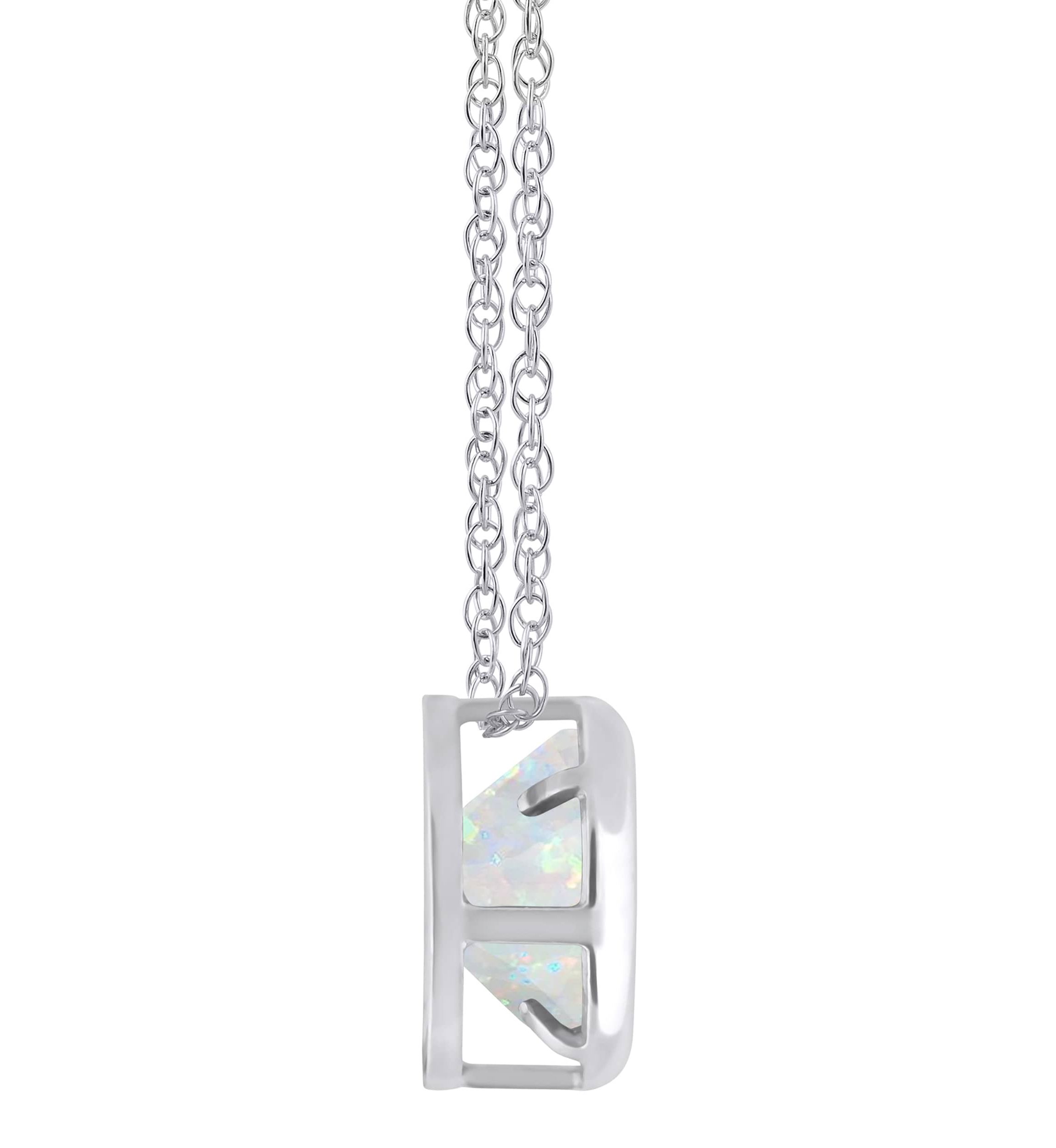 Lab Created 10K Yellow Gold 5mm Round Created Opal Pendant Necklace