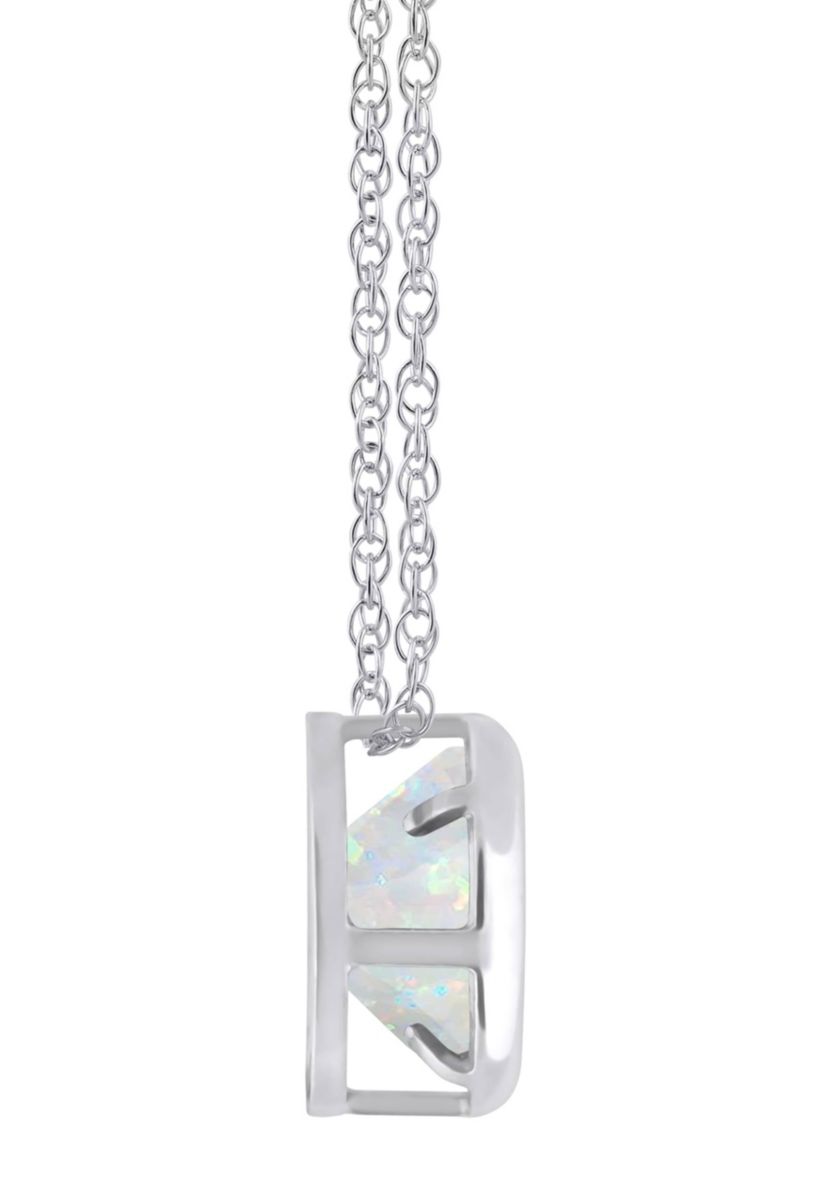 Lab Created 10K Yellow Gold 5mm Round Created Opal Pendant Necklace
