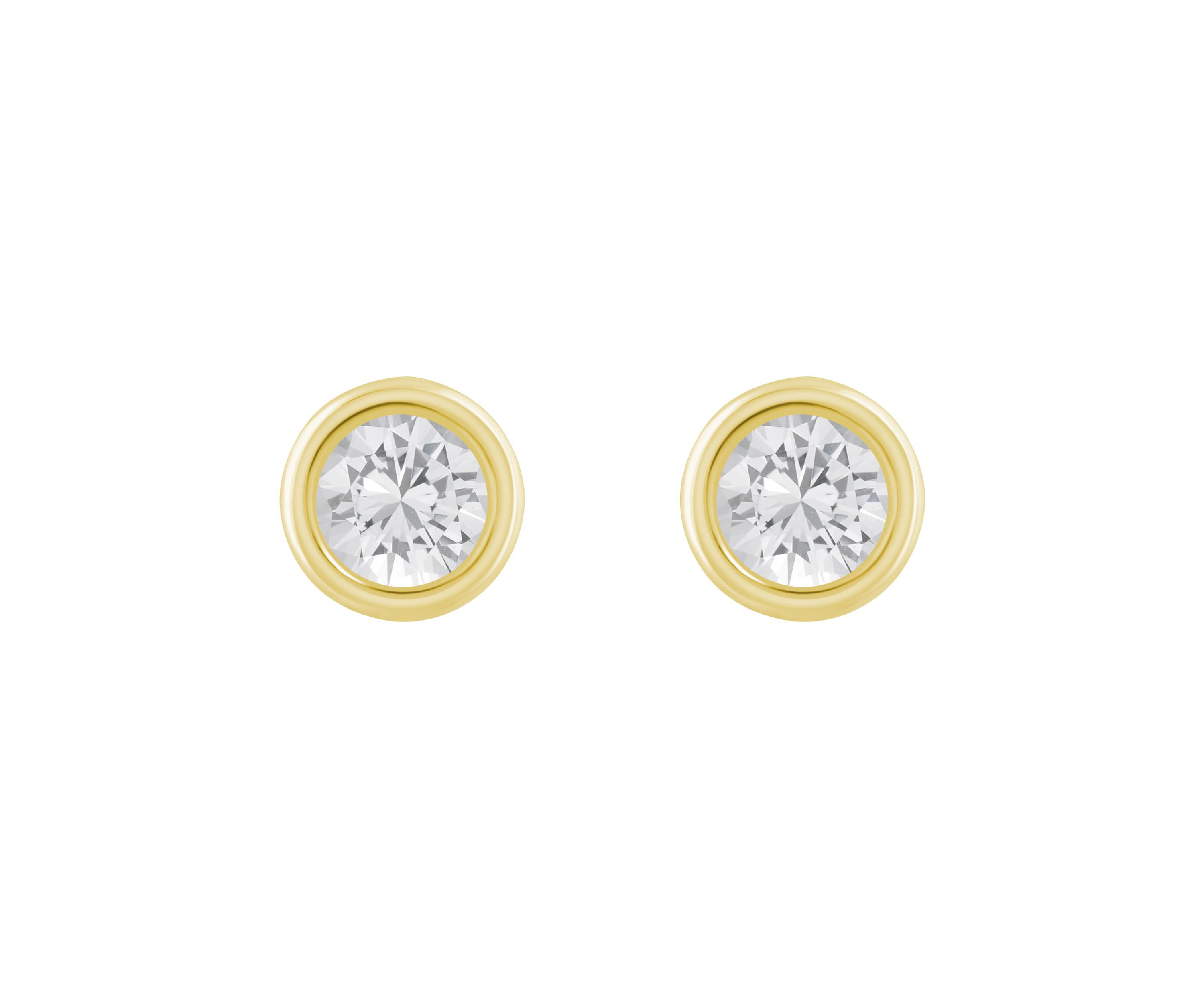 10K Yellow Gold 5mm Round White Topaz Stud Earrings