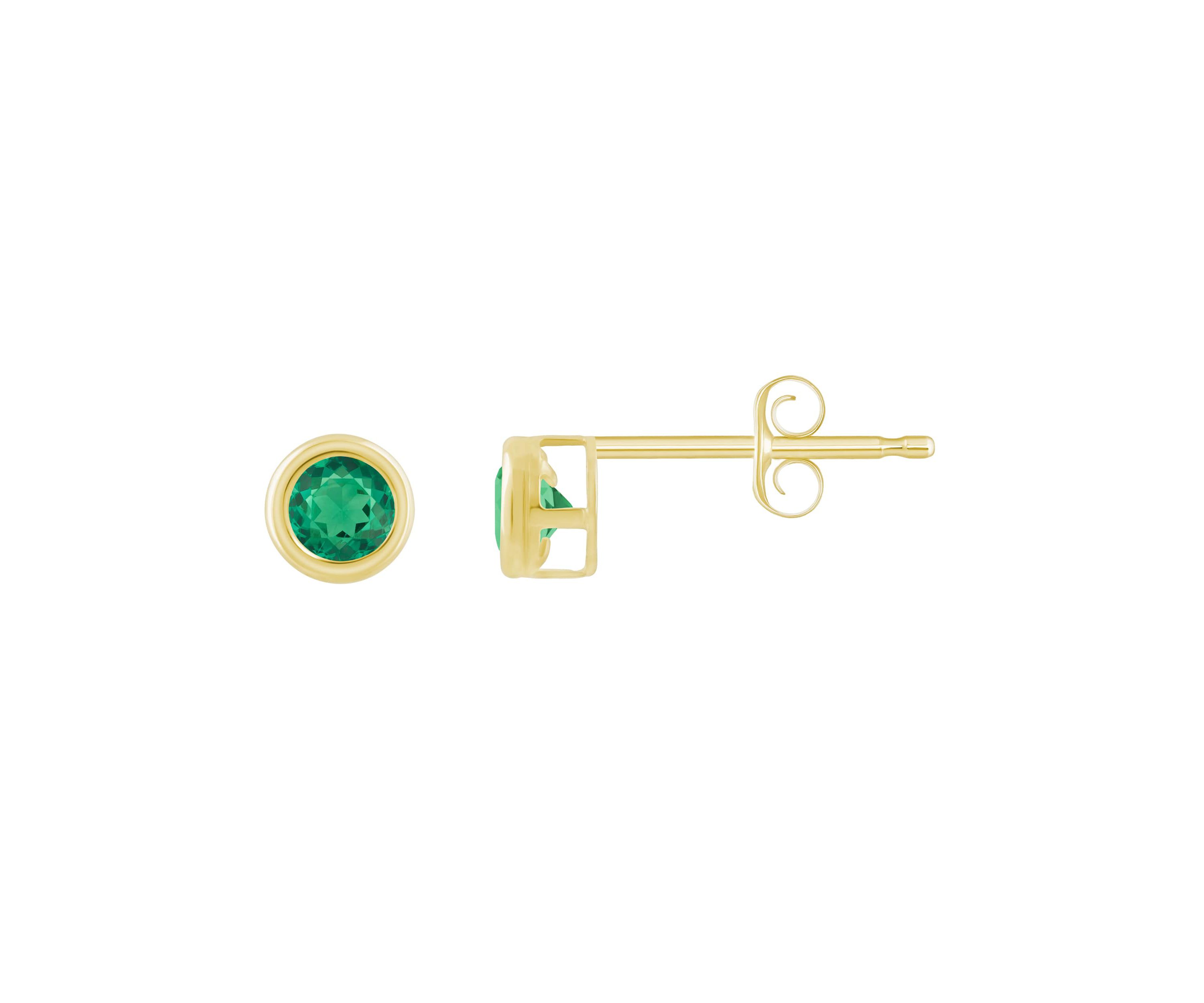 Lab Created 10K White Gold 3mm Round Created Emerald Stud Earrings