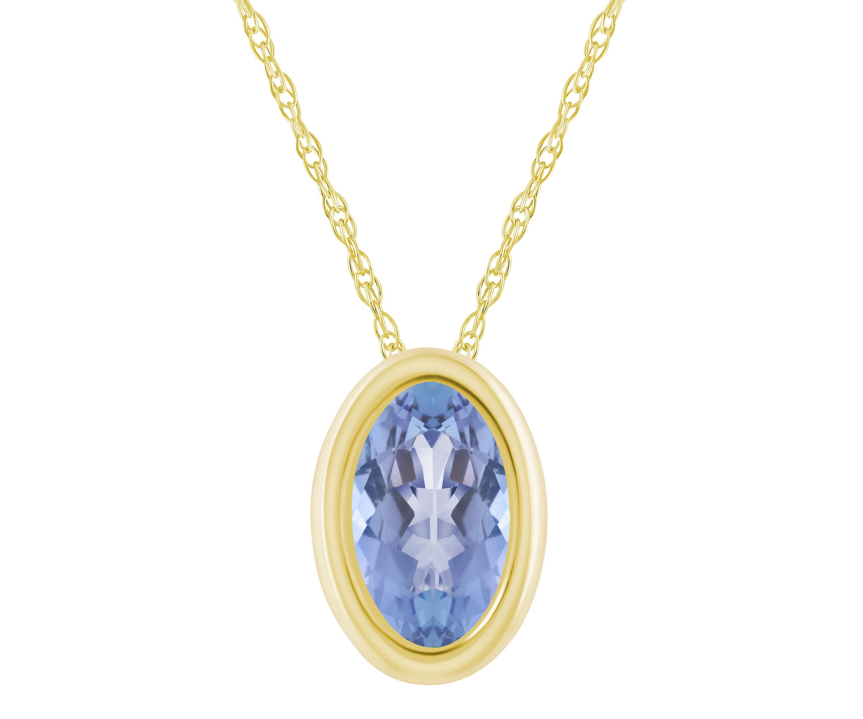 10K White Gold 6x4mm Oval Tanzanite Pendant Necklace