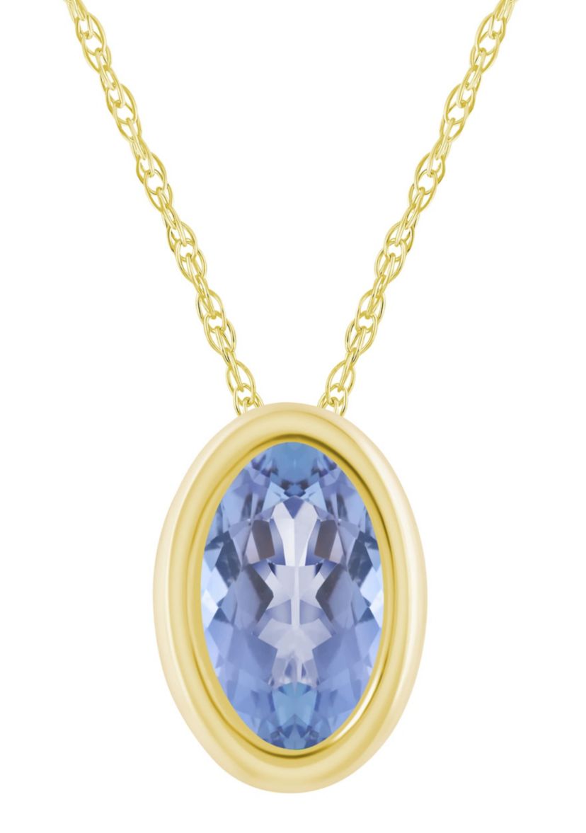 10K White Gold 6x4mm Oval Tanzanite Pendant Necklace