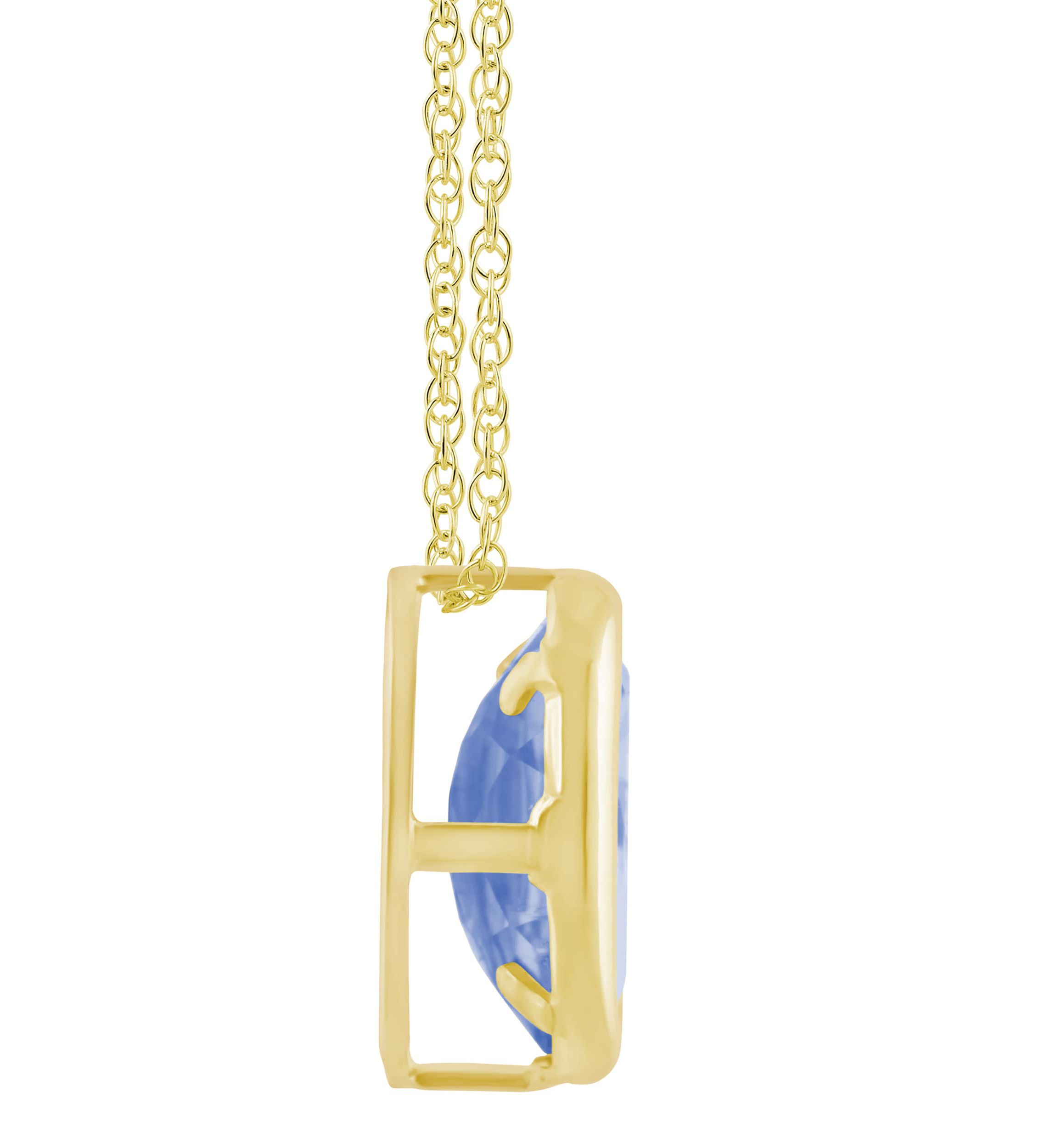 10K White Gold 6x4mm Oval Tanzanite Pendant Necklace
