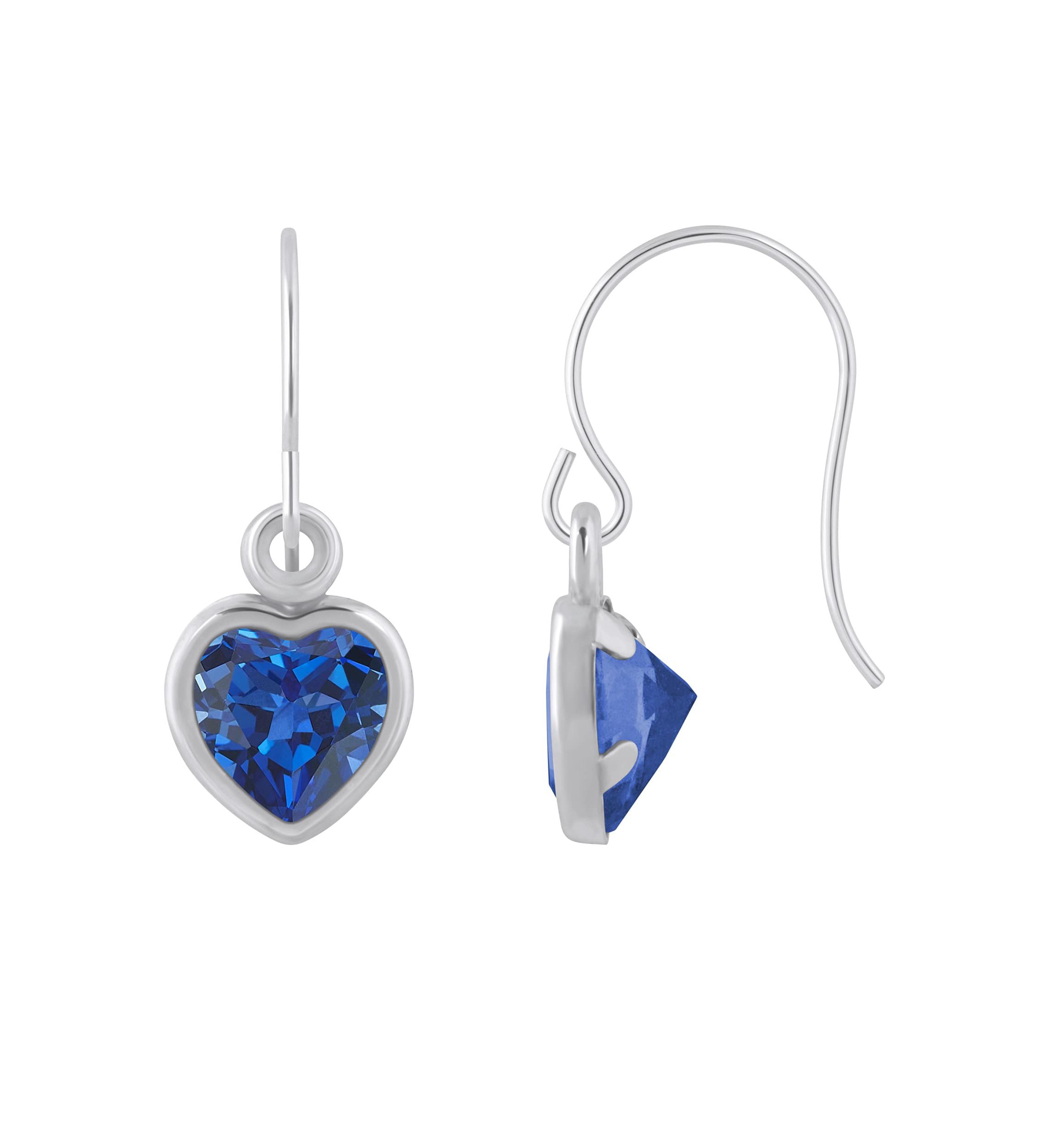 Lab Created 10K Yellow Gold 5mm Heart Shape Created Sapphire Drop Earrings