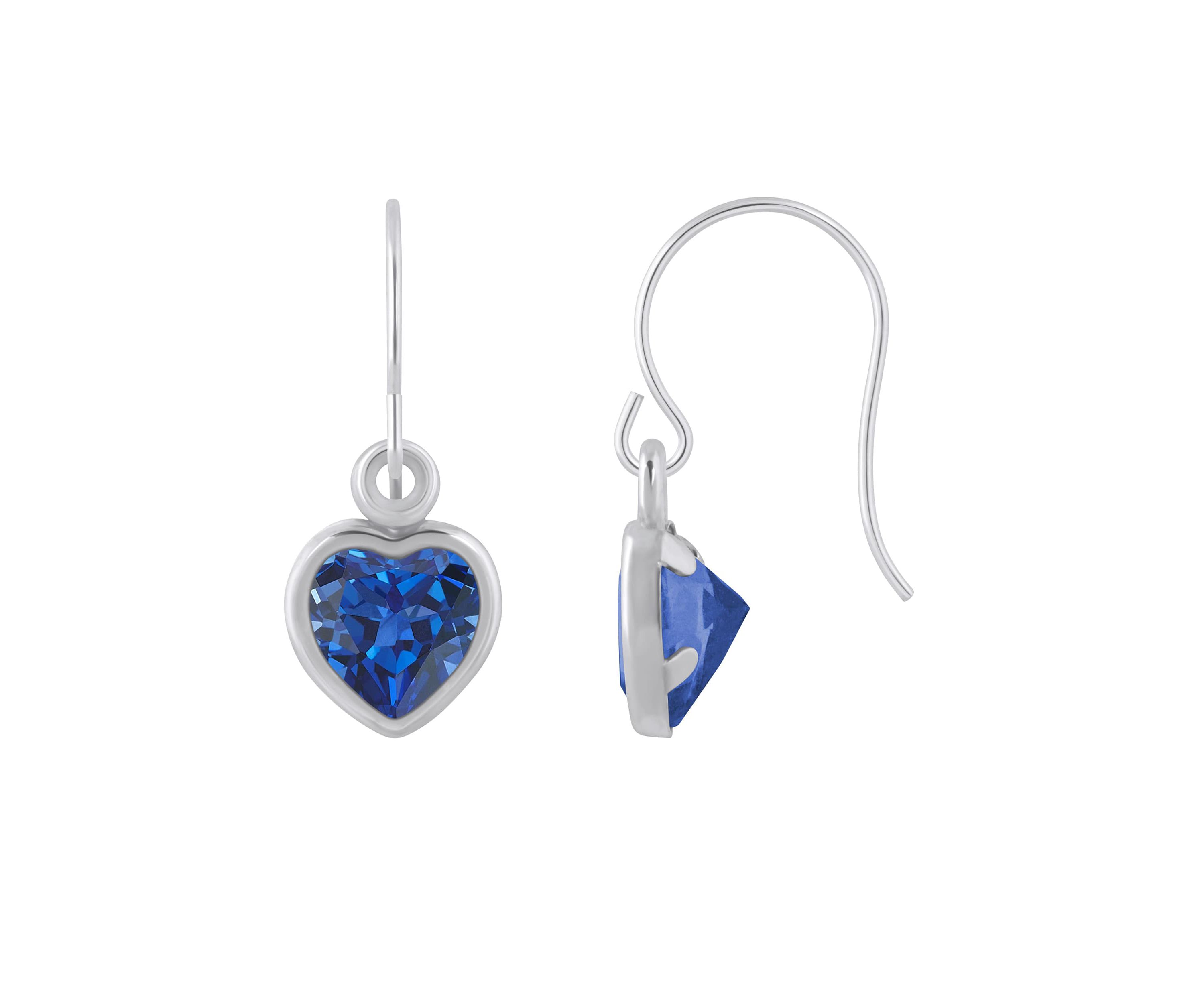 Lab Created 10K Yellow Gold 5mm Heart Shape Created Sapphire Drop Earrings