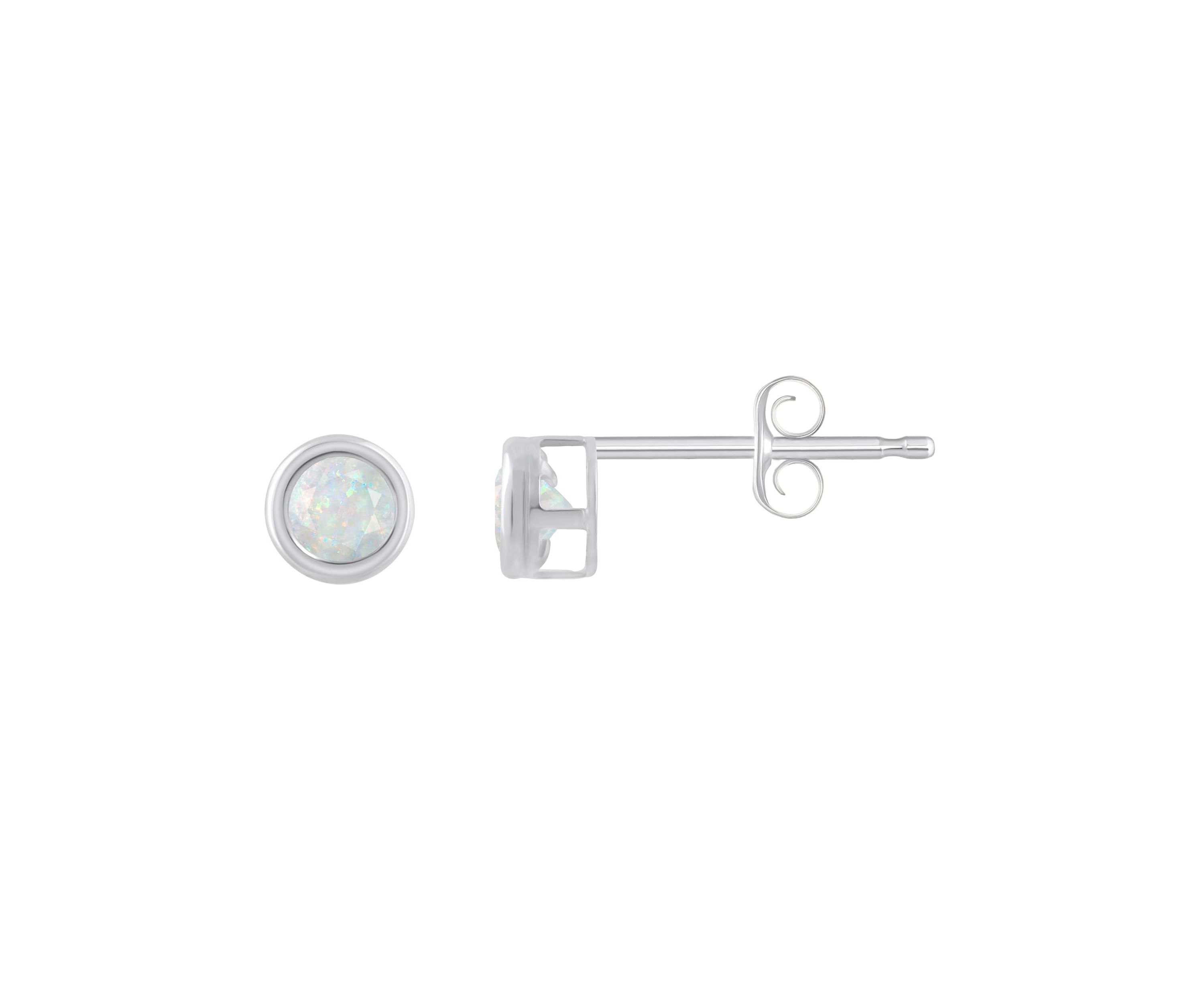 Lab Created 10K Yellow Gold 3mm Round Created Opal Stud Earrings