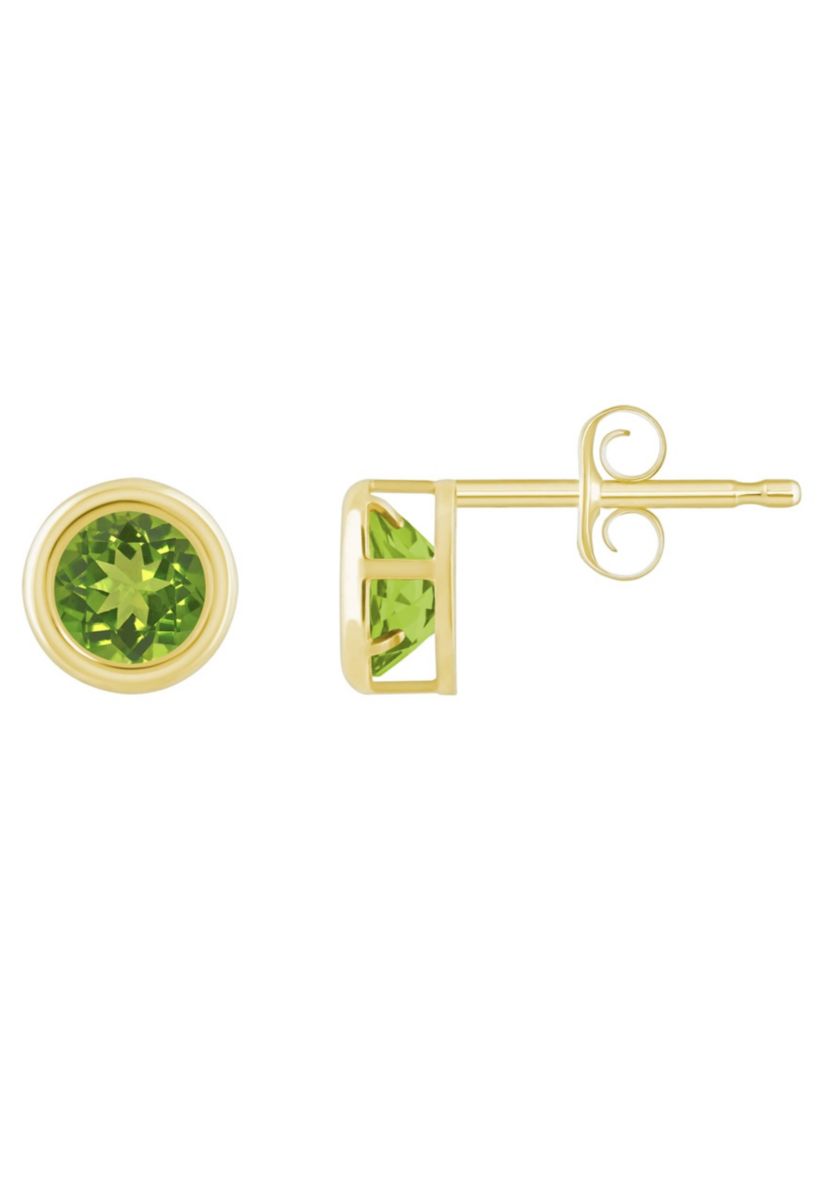 10K White Gold 5mm Round Peridot Stud Earrings