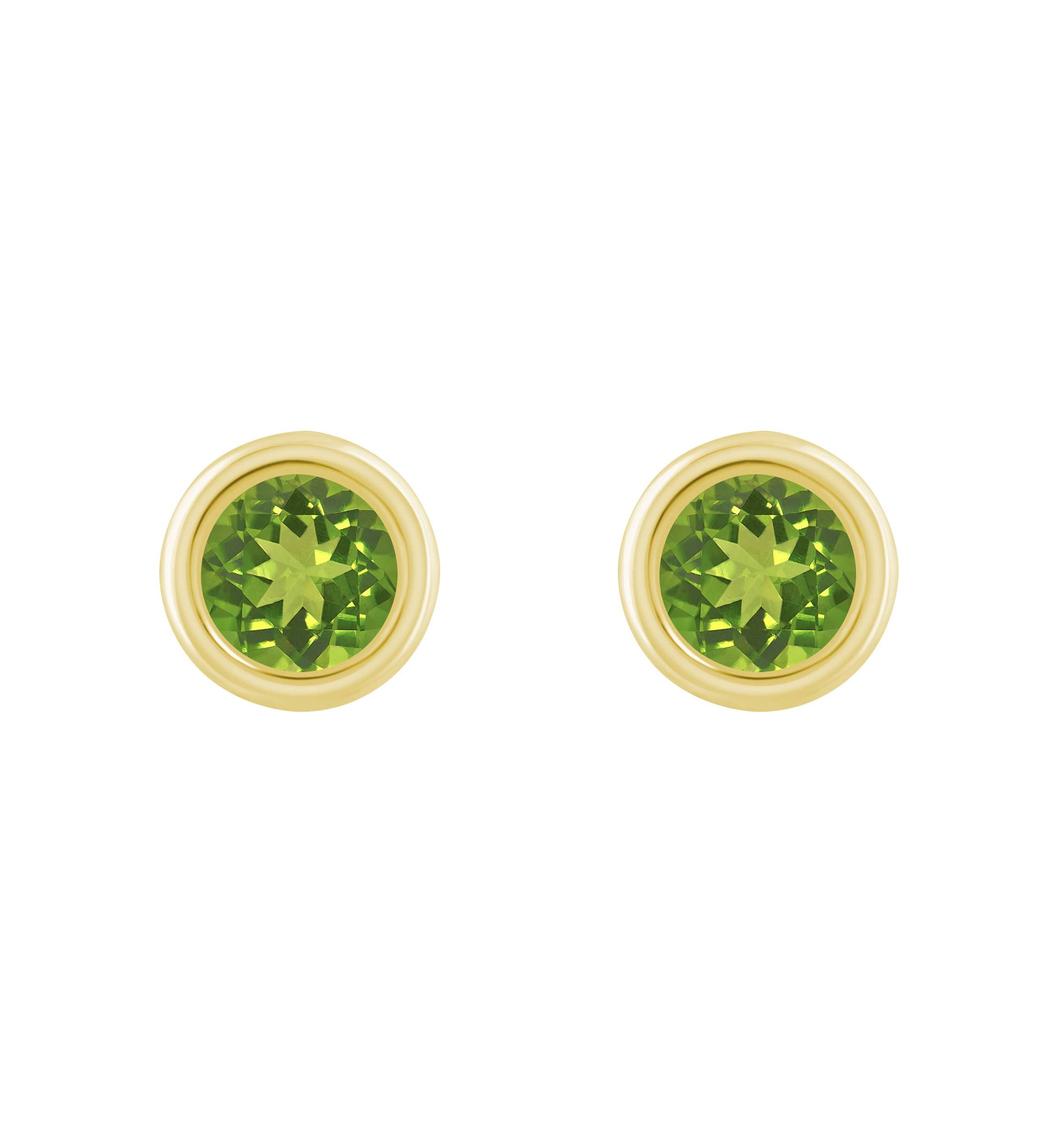 10K White Gold 5mm Round Peridot Stud Earrings