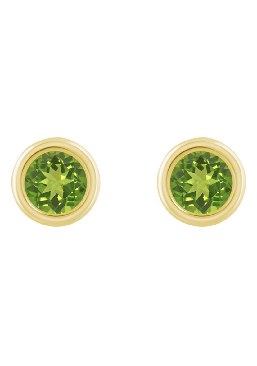 10K White Gold 5mm Round Peridot Stud Earrings