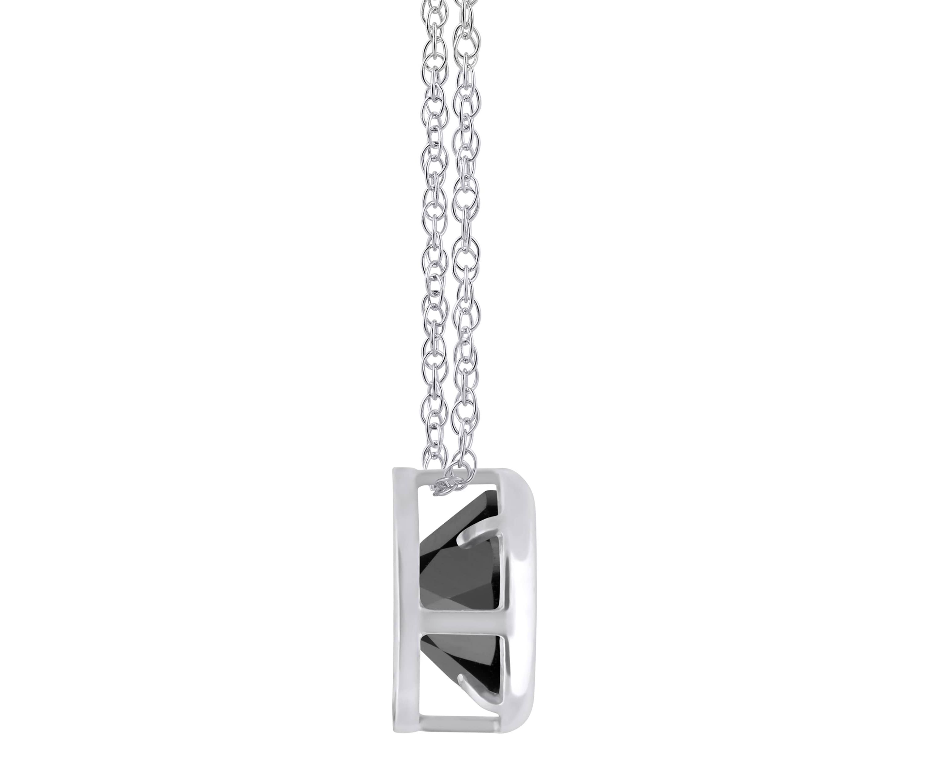 10K Yellow Gold 5mm Round Black Onyx Pendant Necklace