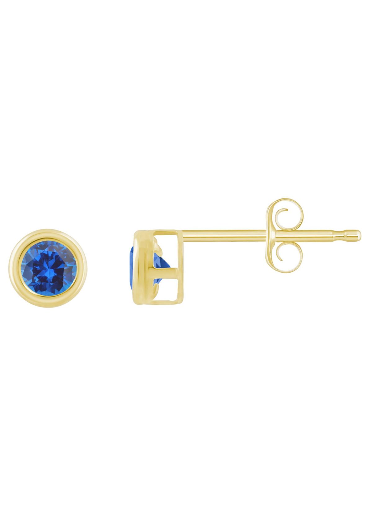 Lab Created 10K Yellow Gold 3mm Round Created Sapphire Stud Earrings