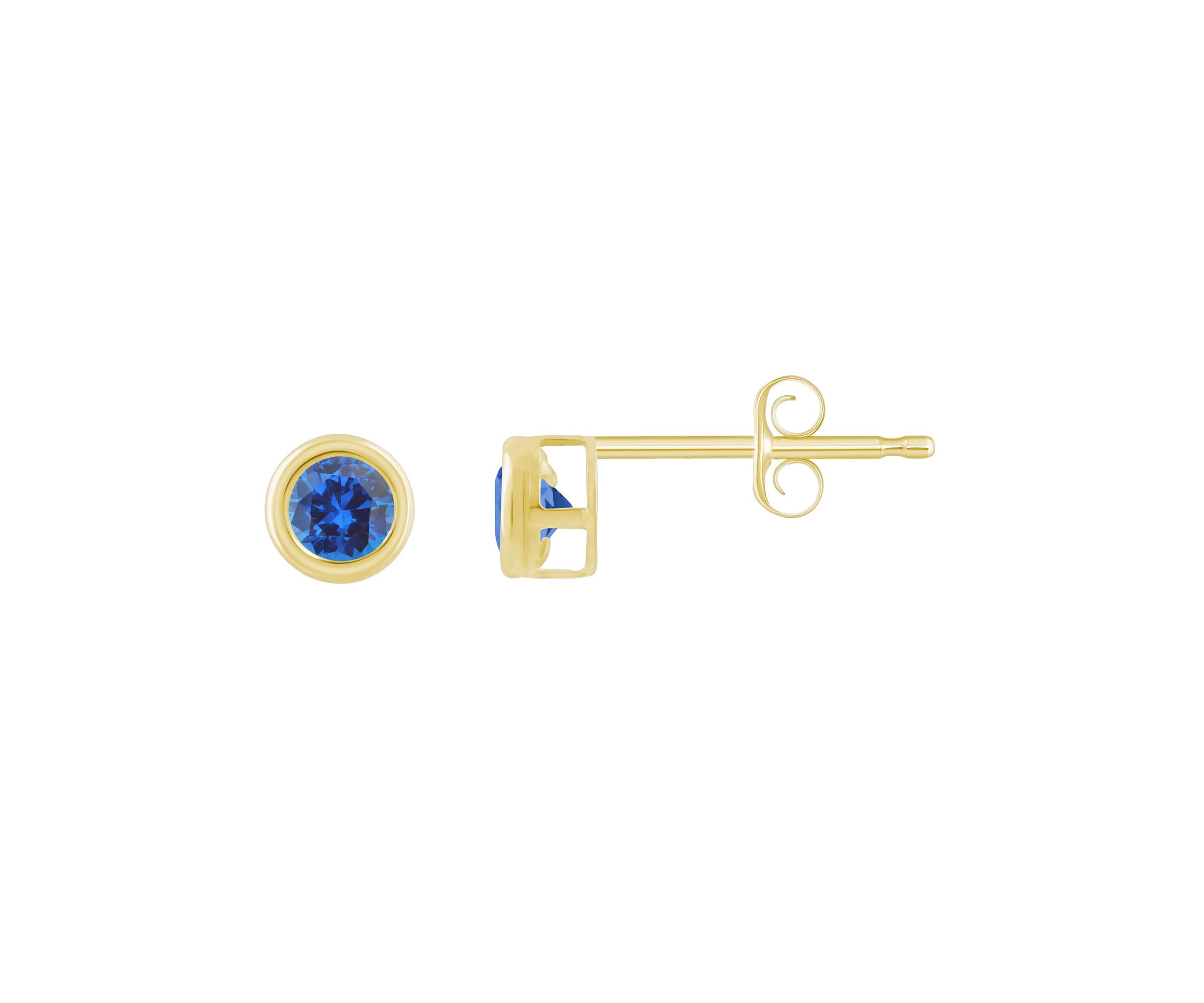 Lab Created 10K Yellow Gold 3mm Round Created Sapphire Stud Earrings
