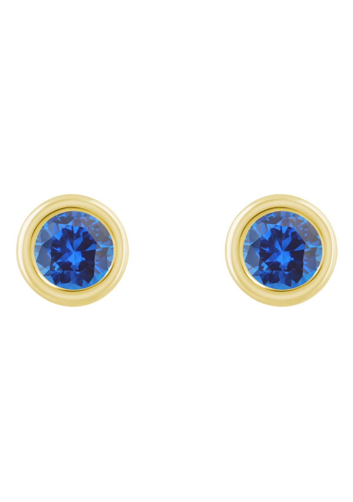 Lab Created 10K Yellow Gold 3mm Round Created Sapphire Stud Earrings
