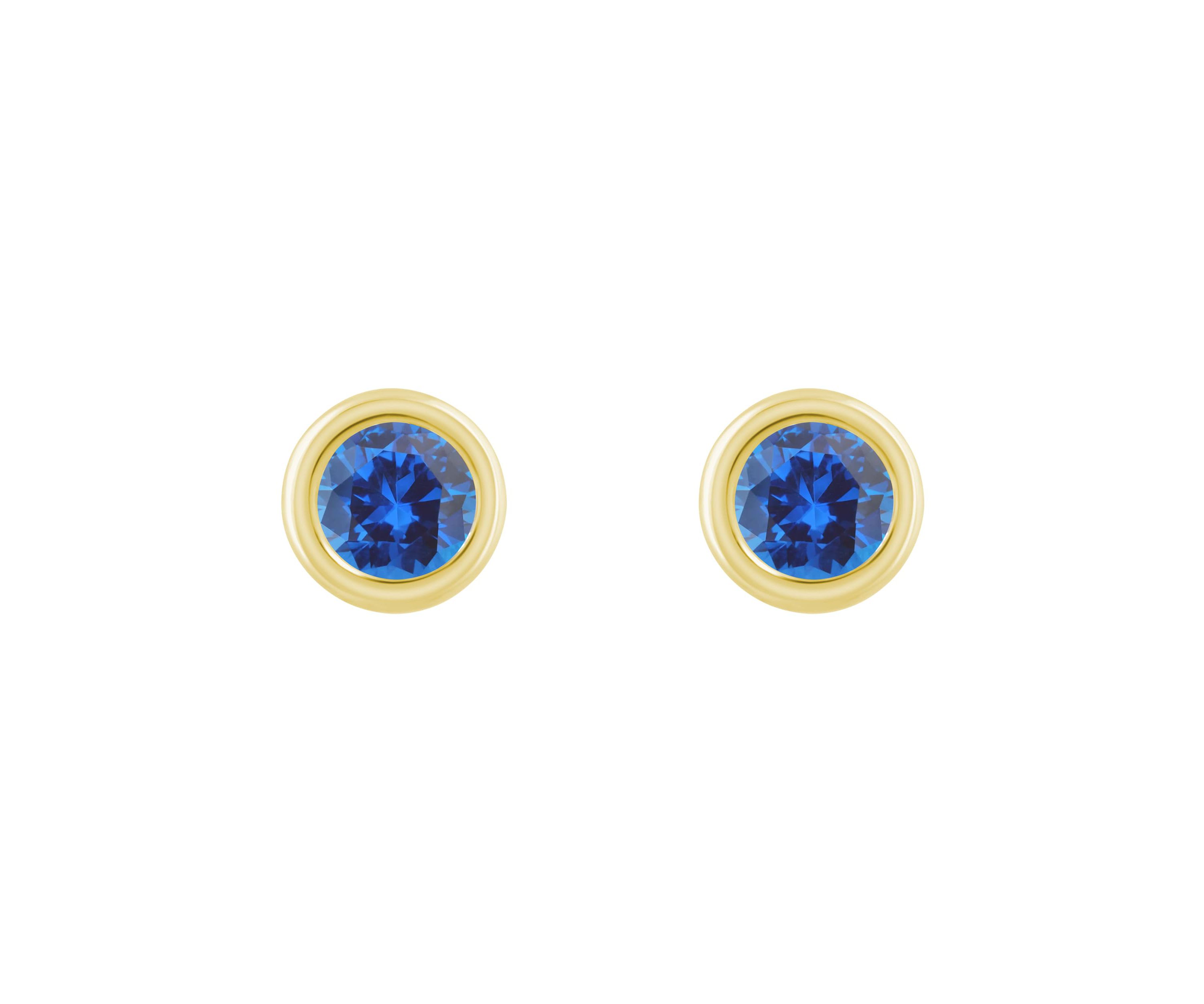 Lab Created 10K Yellow Gold 3mm Round Created Sapphire Stud Earrings