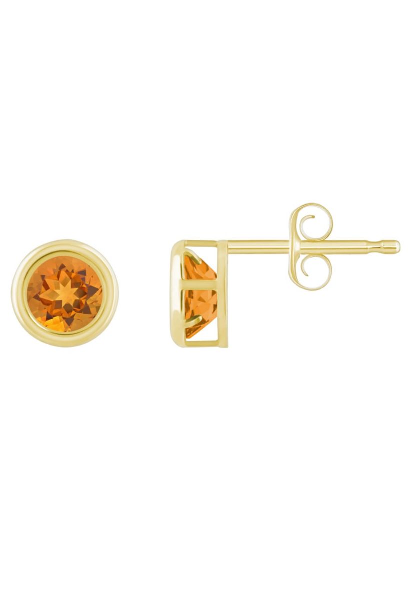 10K Yellow Gold 5mm Round Citrine Stud Earrings